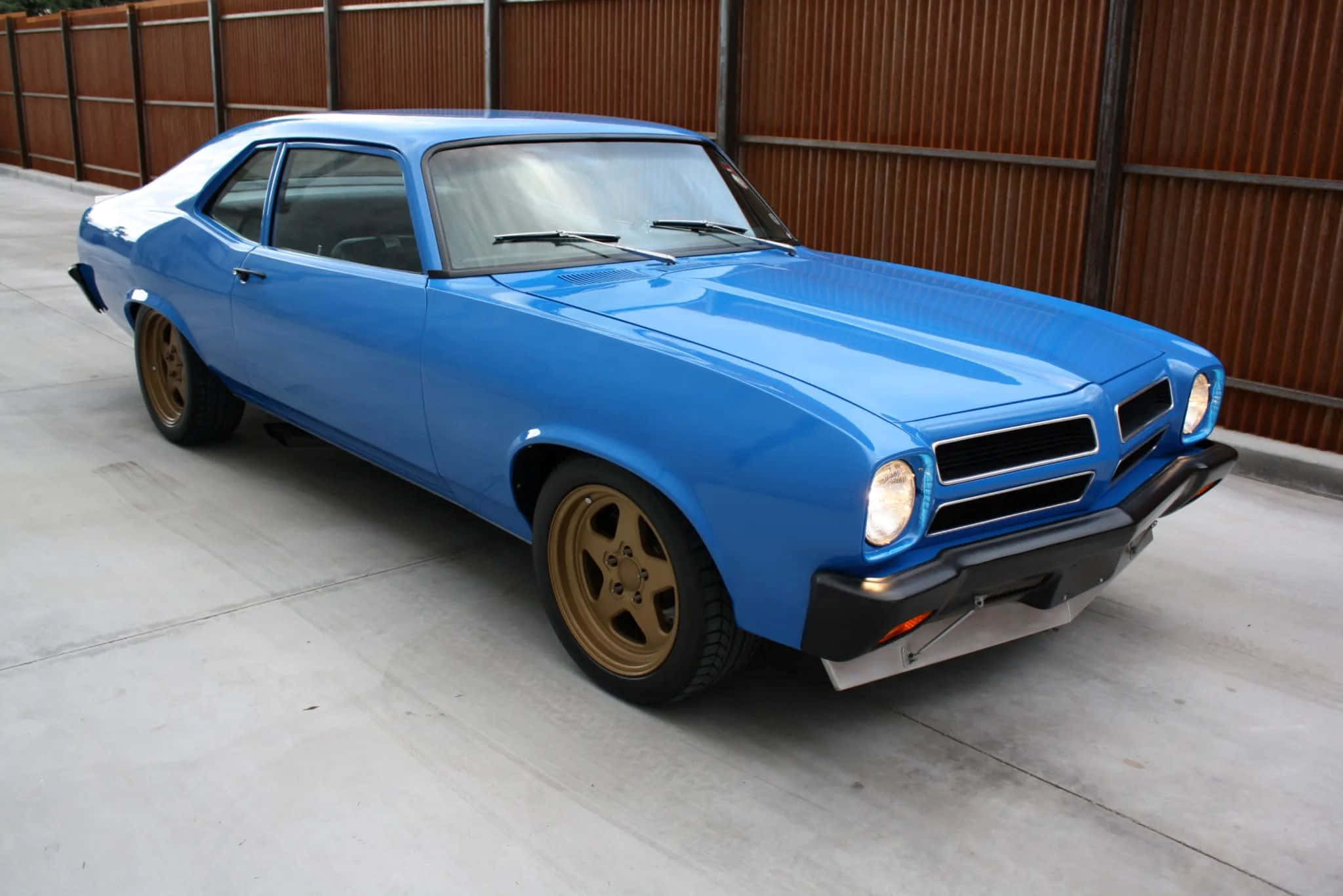 Pontiac Ventura, classic blue, gold wheels, Full HD Desktop Wallpaper