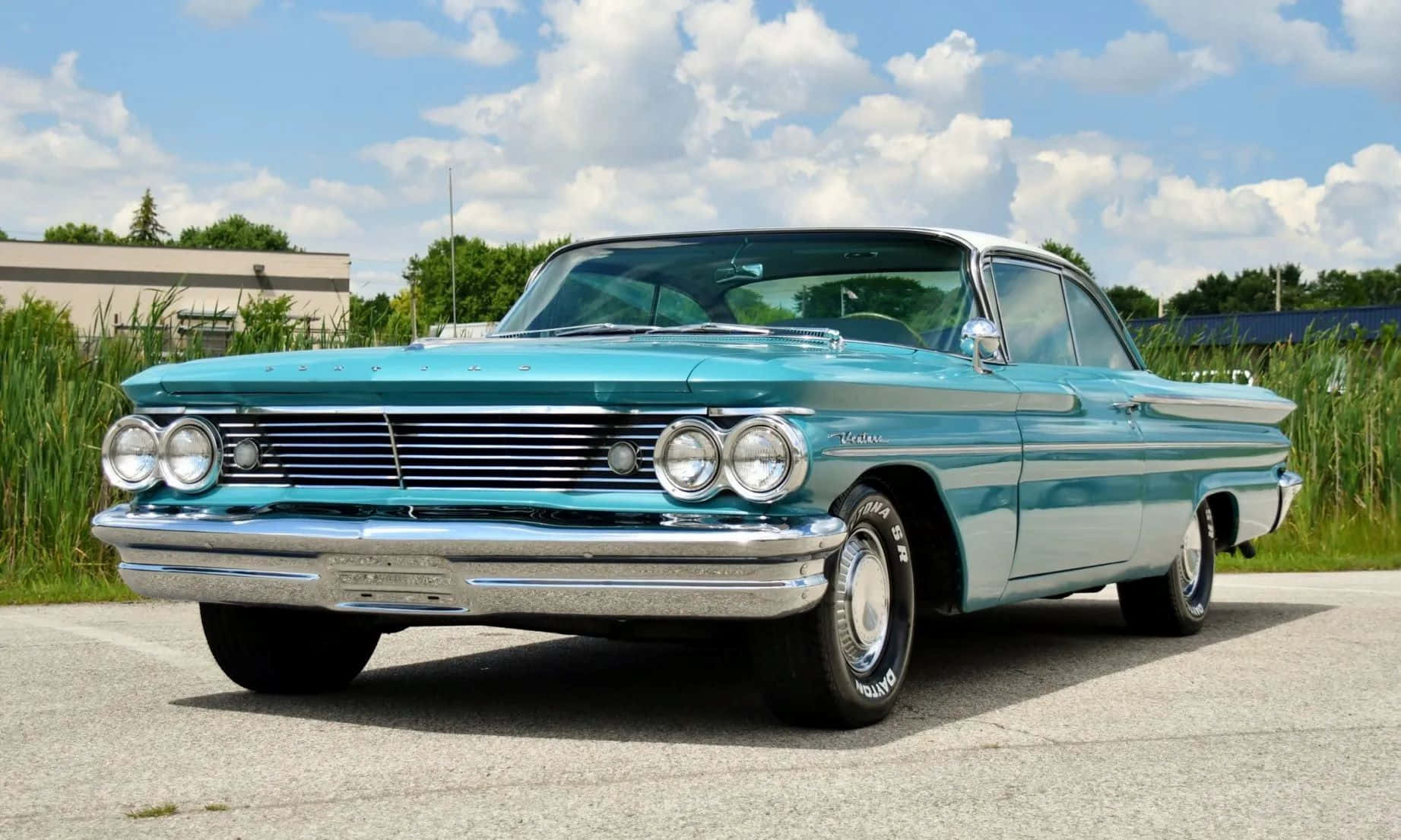 1960 Pontiac Ventura, turquoise, chrome details, HD Desktop Wallpaper