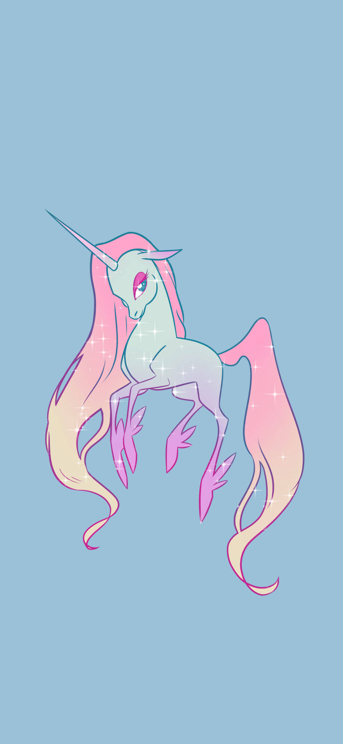 light blue, pastel pink and blue, unicorn, 2K Phone Wallpaper