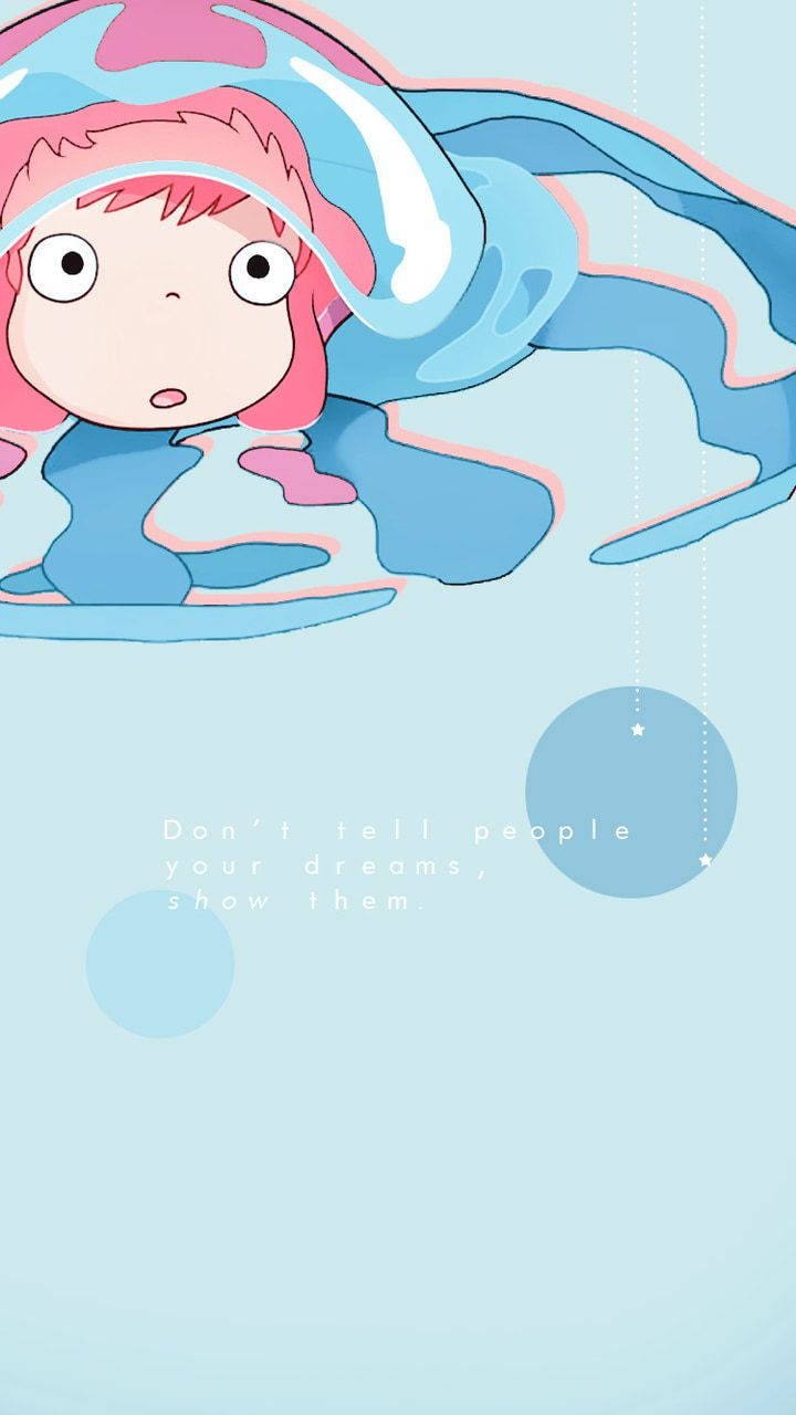 Ponyo, pink-haired anime girl, blue bubble costume, HD Phone Wallpaper