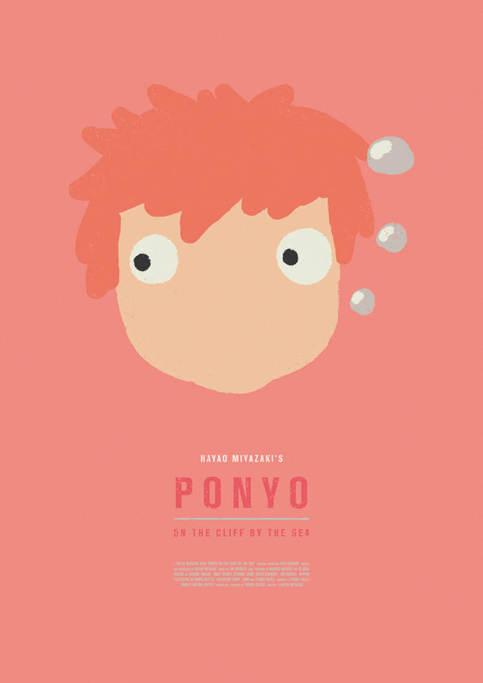 Ponyo, red hair, bubbles, SD Phone Wallpaper