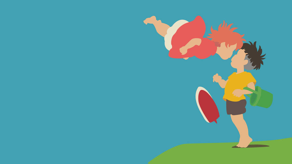 Ponyo, yellow, red dress, SD Desktop Wallpaper