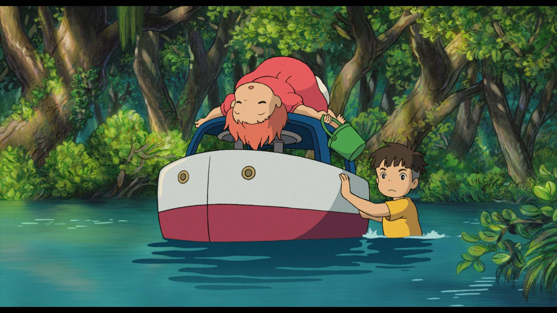 Ponyo, red-haired girl, red hood, Full HD Desktop Wallpaper