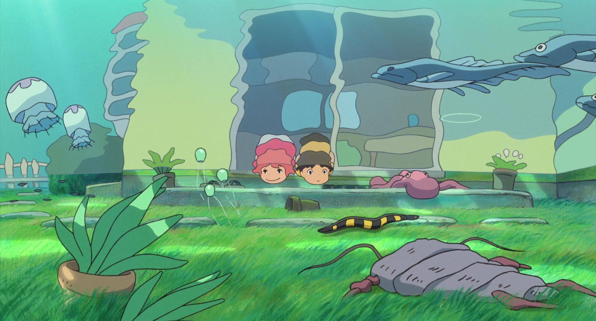 Ponyo, underwater city, underwater garden, Full HD Desktop Wallpaper