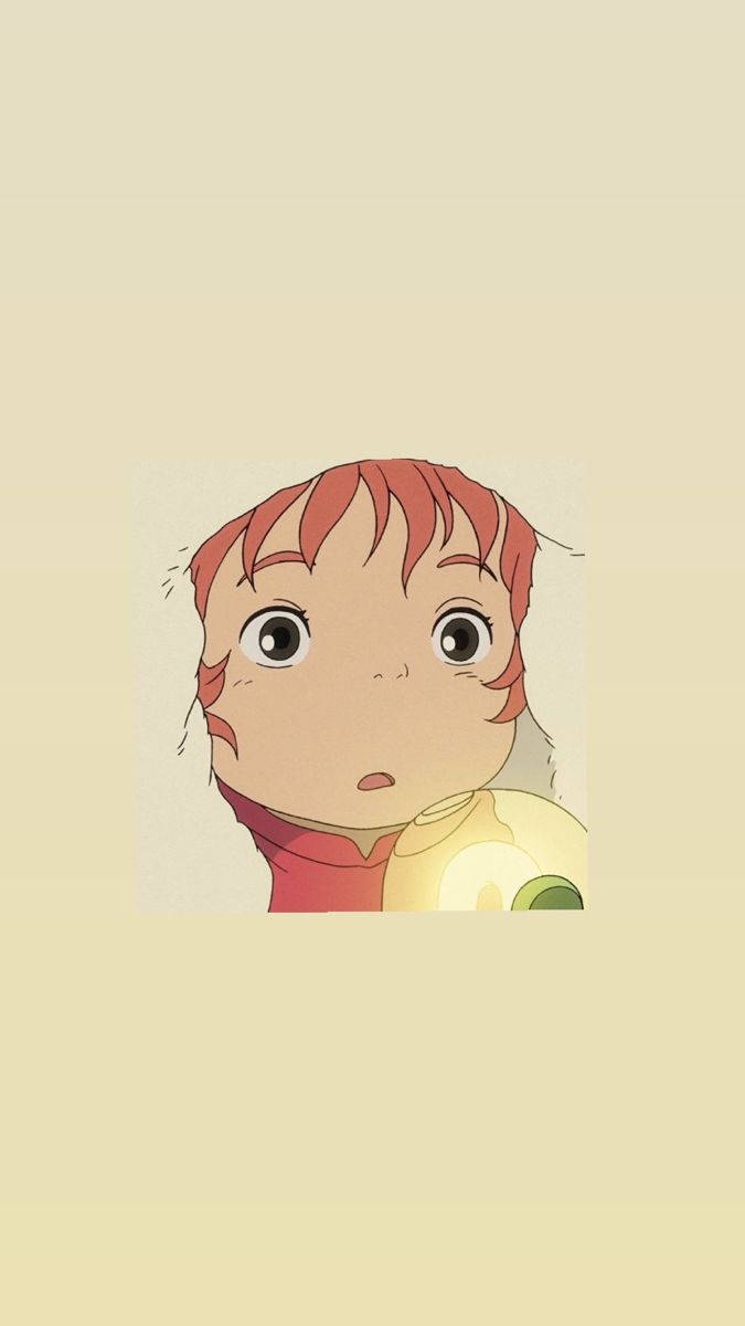 Ponyo, red hair, wide curious eyes, SD Phone Wallpaper