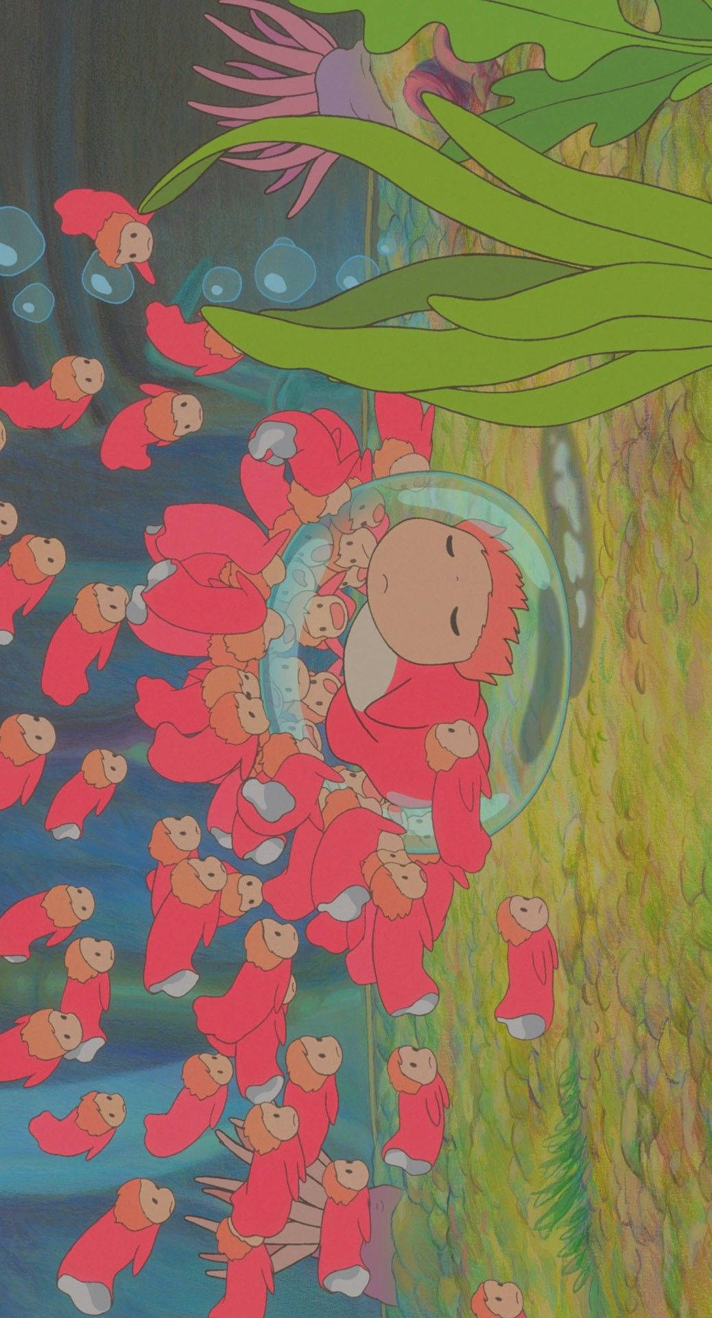 Ponyo, soft aesthetic, underwater scene, Full HD Phone Wallpaper