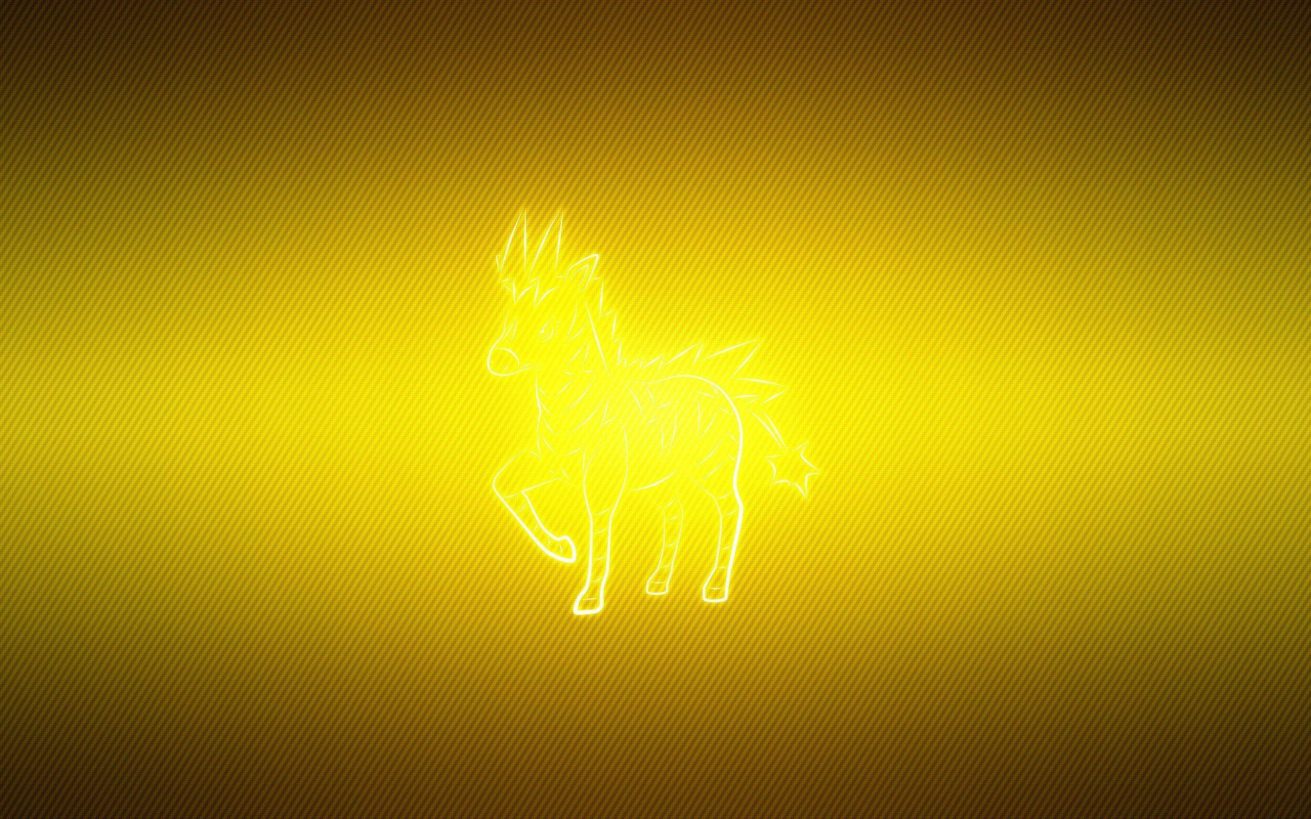 Ponyta, neon outline, yellow gradient background, 2K Desktop Wallpaper
