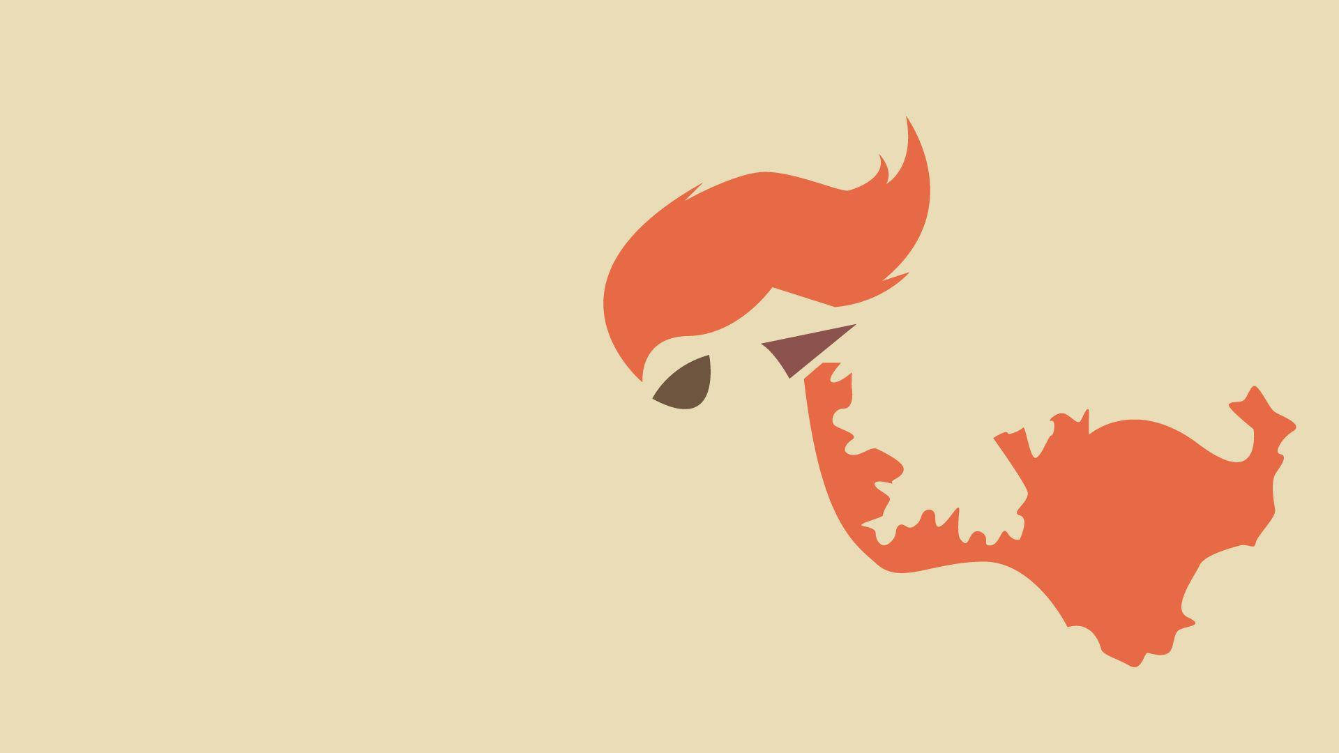 Ponyta, minimalist, orange fox silhouette, Full HD Desktop Wallpaper