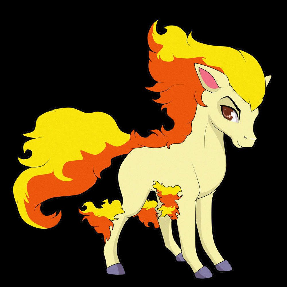 Ponyta, flaming, orange and yellow mane, SD Desktop Wallpaper