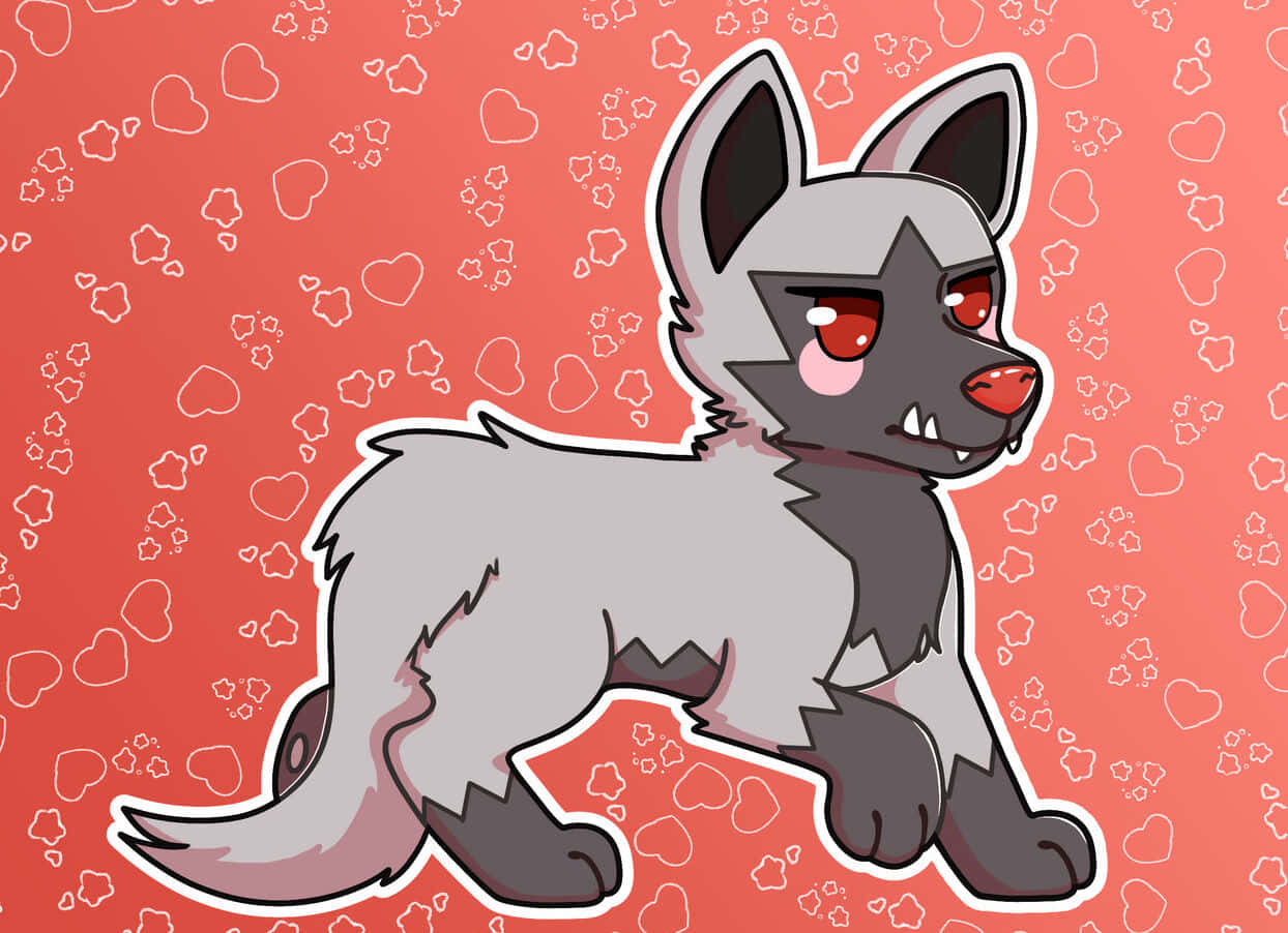 Poochyena, gray anime wolf, red eyes, SD Desktop Wallpaper