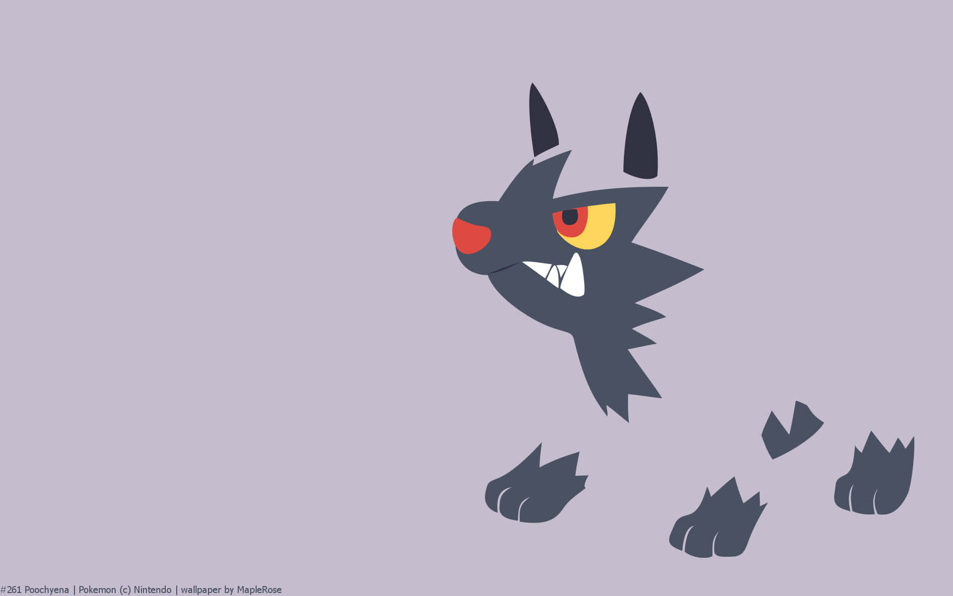 Poochyena, dark gray, yellow eyes, Full HD Desktop Wallpaper