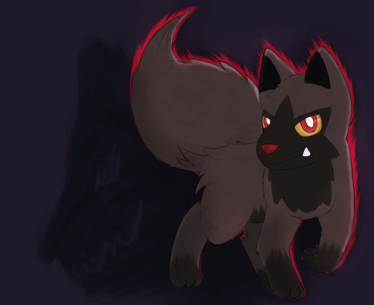 Poochyena, dark gray, glowing red eyes, SD Desktop Wallpaper