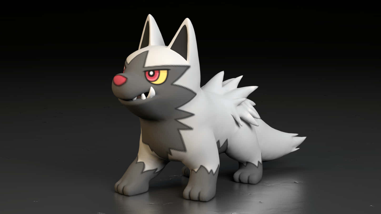 Poochyena, 3D art, gray and white fur, HD Desktop Wallpaper
