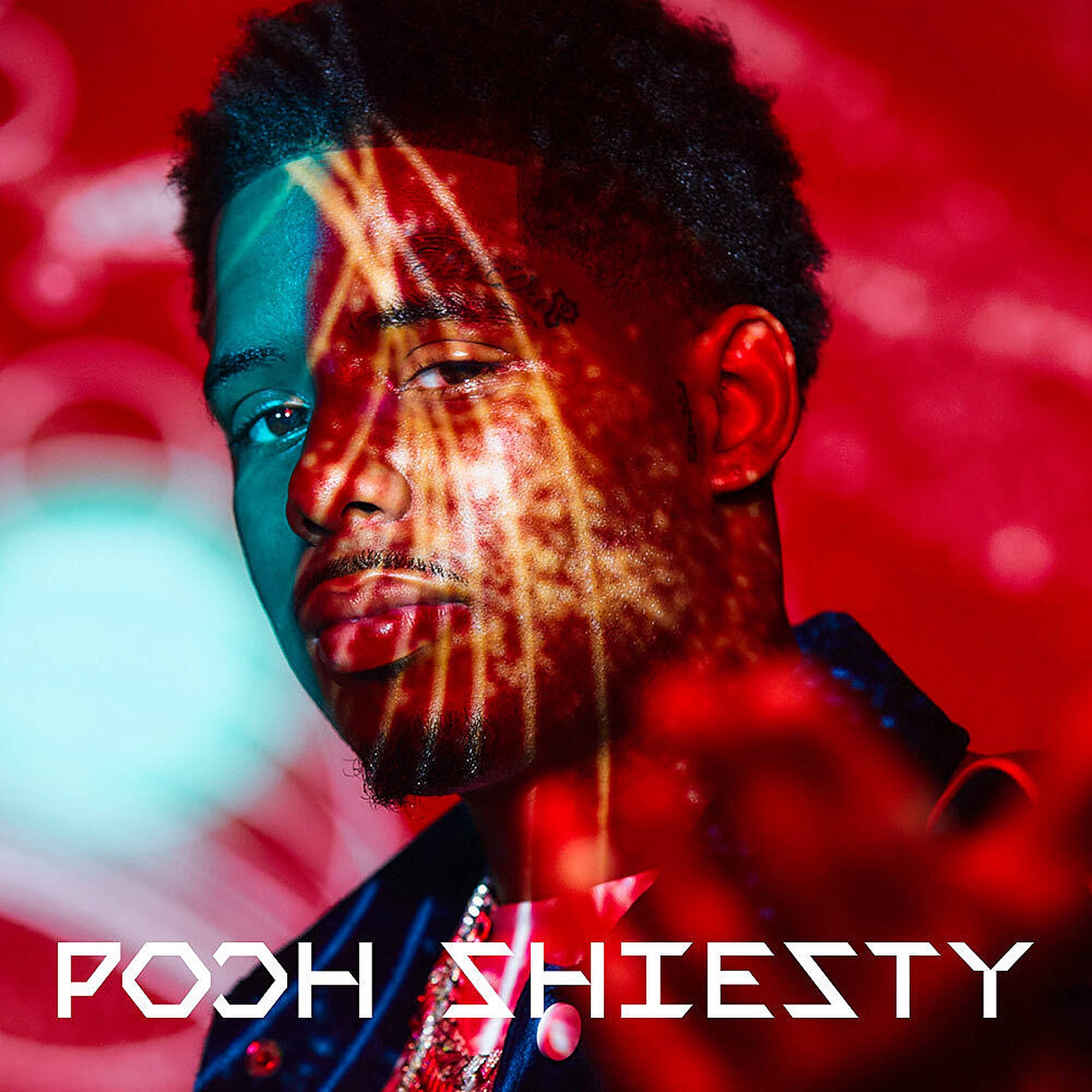 Pooh Shiesty, red, teal, Full HD Desktop Wallpaper