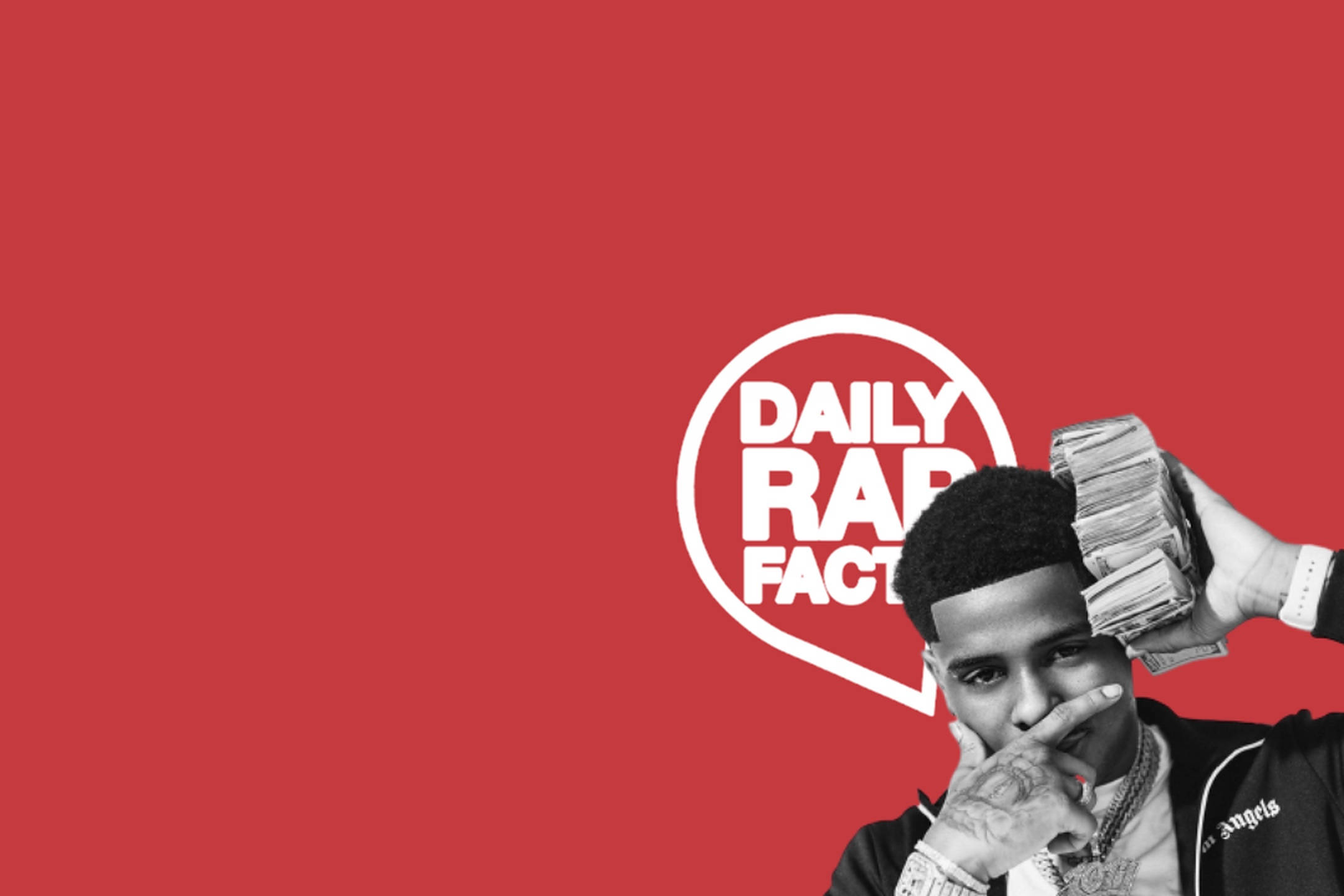 Pooh Shiesty, Daily Rap Fact, black and white portrait, Full HD Desktop Wallpaper