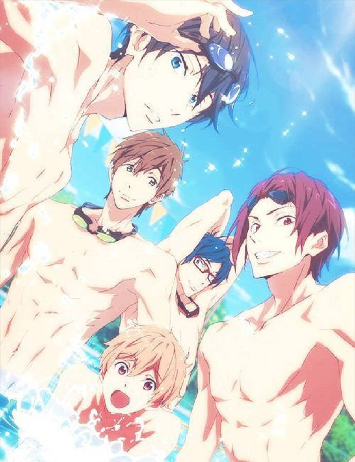 anime swimmers, goggles, wet hair, SD Phone Wallpaper