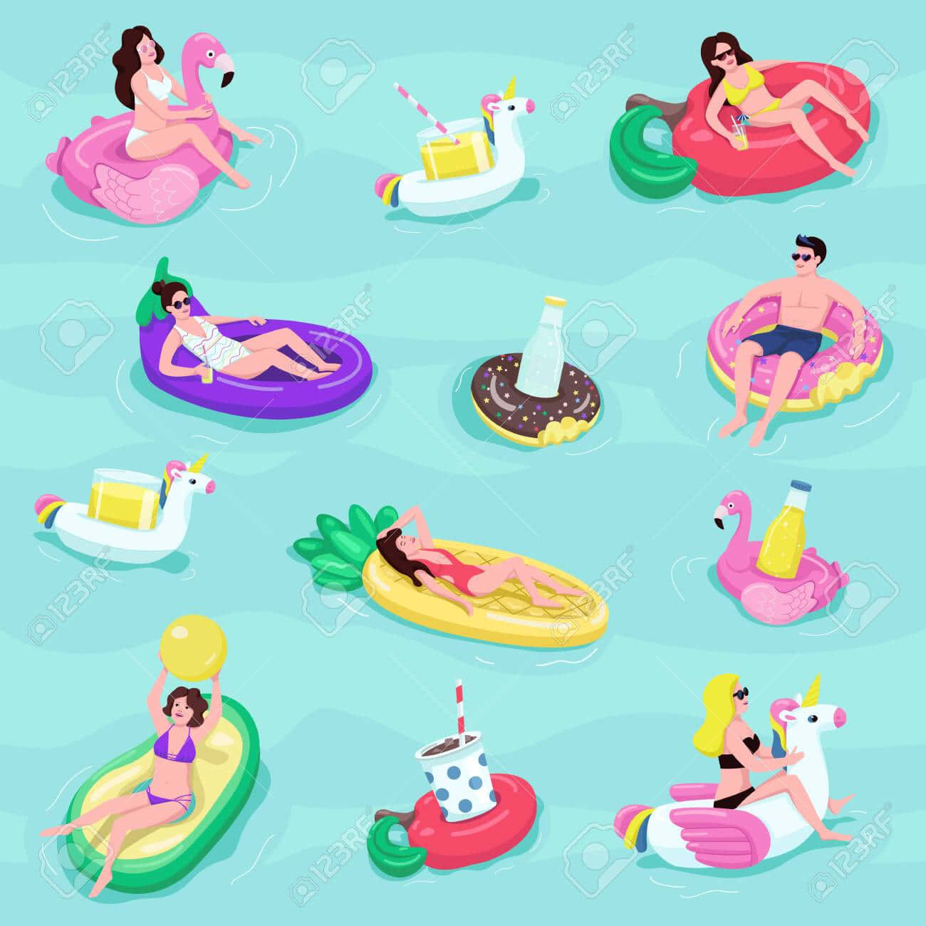 flamingos, pineapples, donuts, HD Desktop Wallpaper