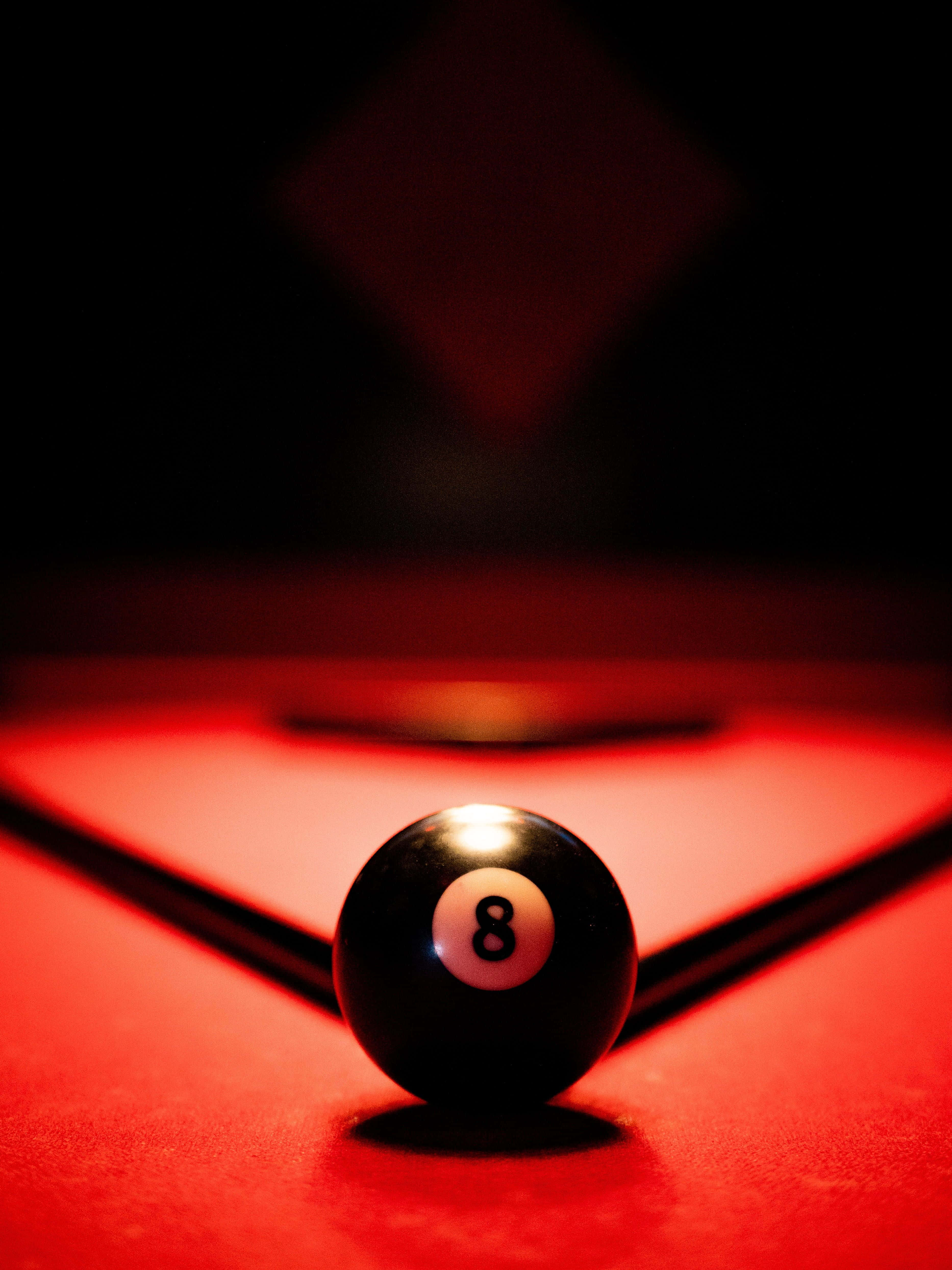 Black Ball Pool Table, eight ball, glossy black, 4K Phone Wallpaper