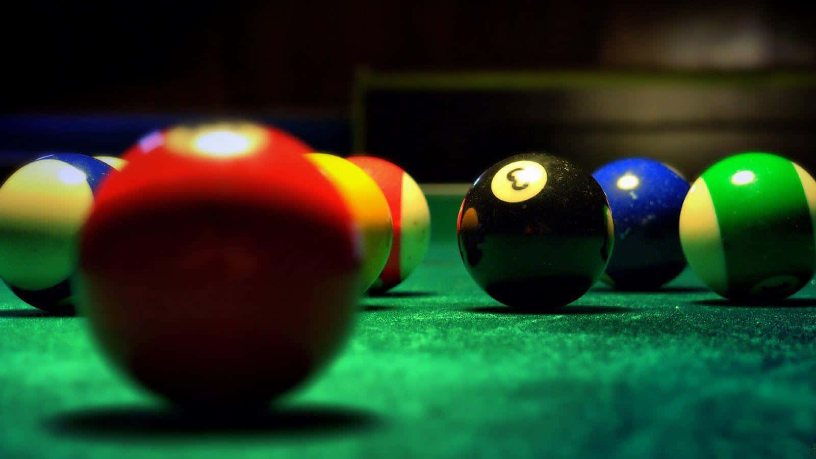 pool table, colorful pool balls, green felt table, HD Desktop Wallpaper