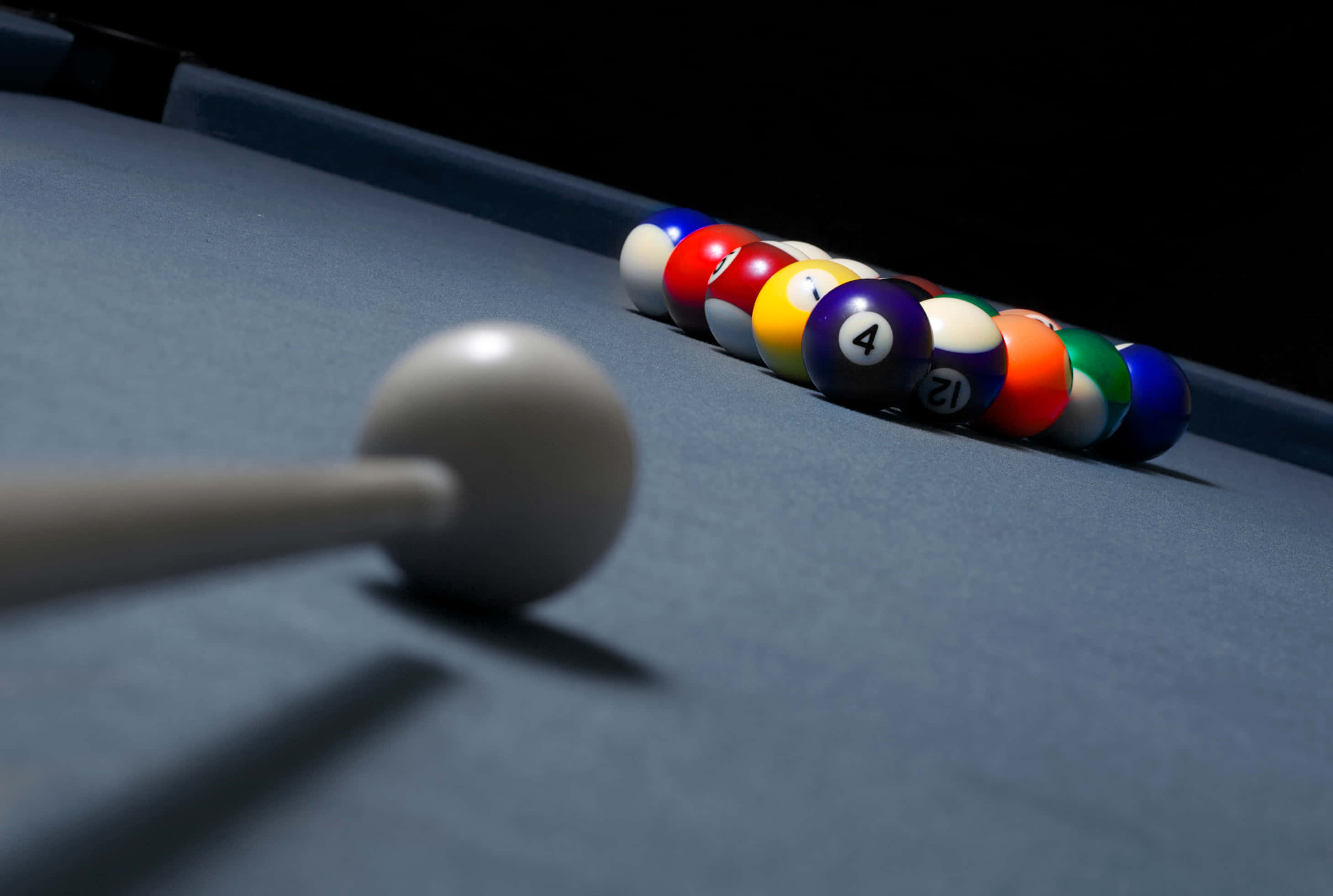 cue ball, pool table, billiard balls, 2K Desktop Wallpaper