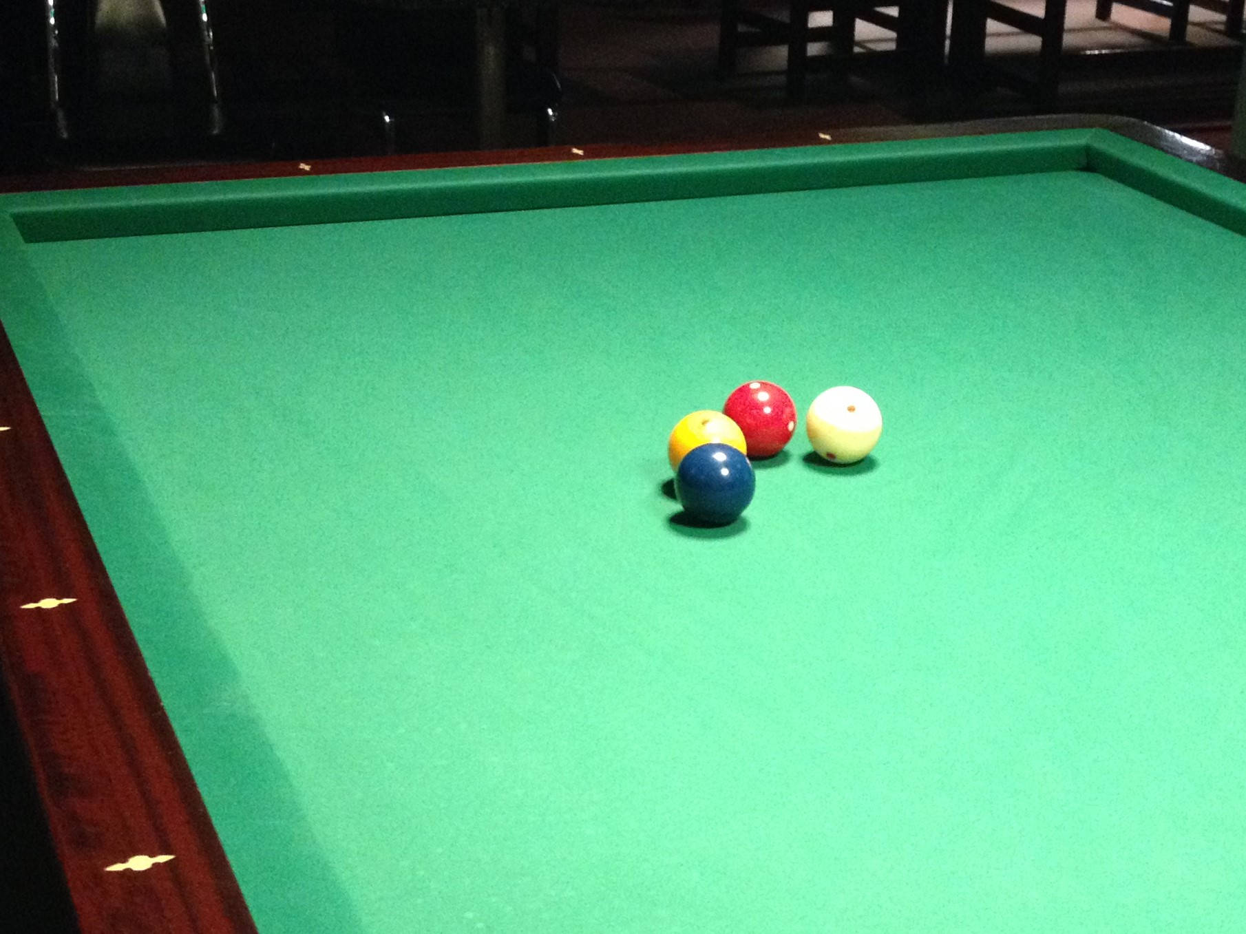 four balls, green felt table, dim lighting, HD Desktop Wallpaper