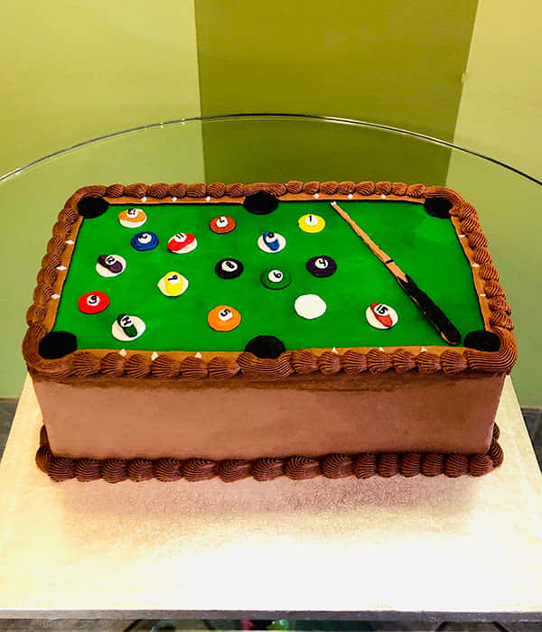 pool table, green fondant, chocolate border, SD Phone Wallpaper
