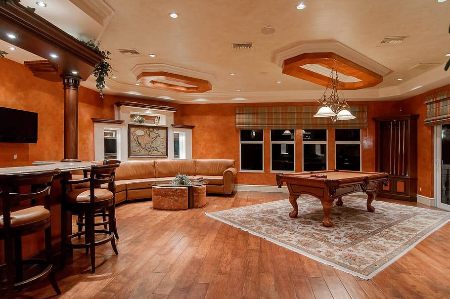 Luxury Pool, Twilight, Wooden Floors, SD Desktop Wallpaper