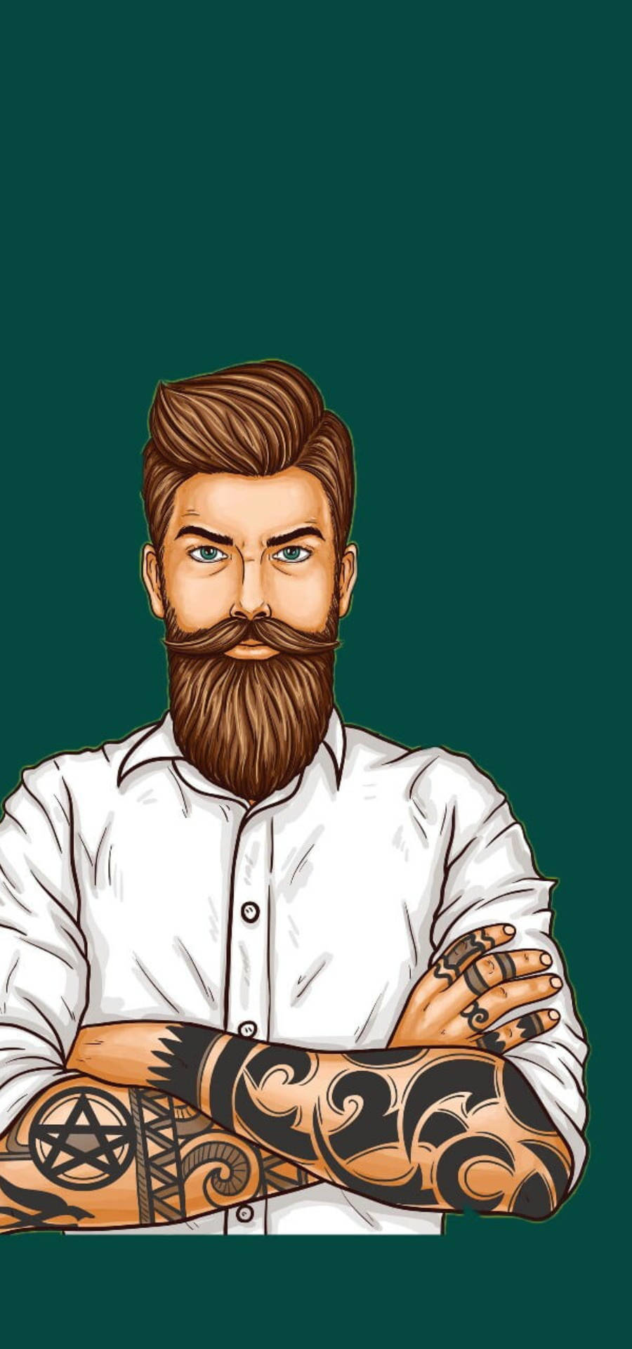 Tattooed Man Beard Logo, vector pop art, bearded man, Full HD Phone Wallpaper