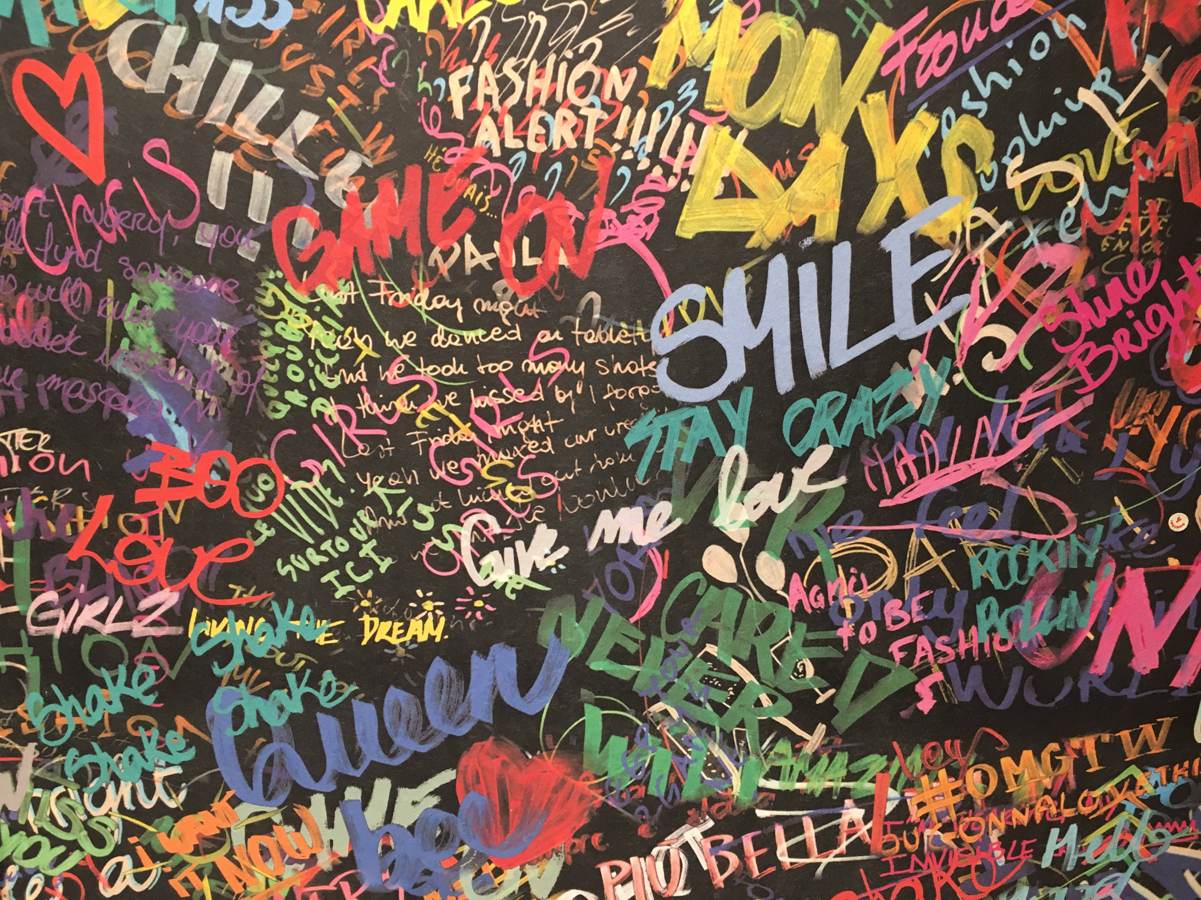 Colorful Words Pop Art, graffiti-covered wall, colorful handwritten phrases, 4K Desktop Wallpaper