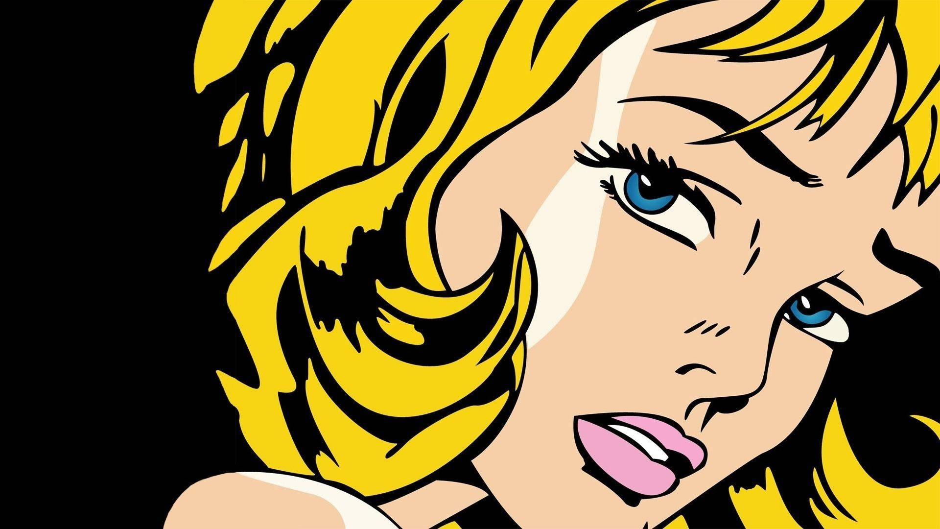 Blonde Girl Pop Art, yellow hair, blue eyes, Full HD Desktop Wallpaper