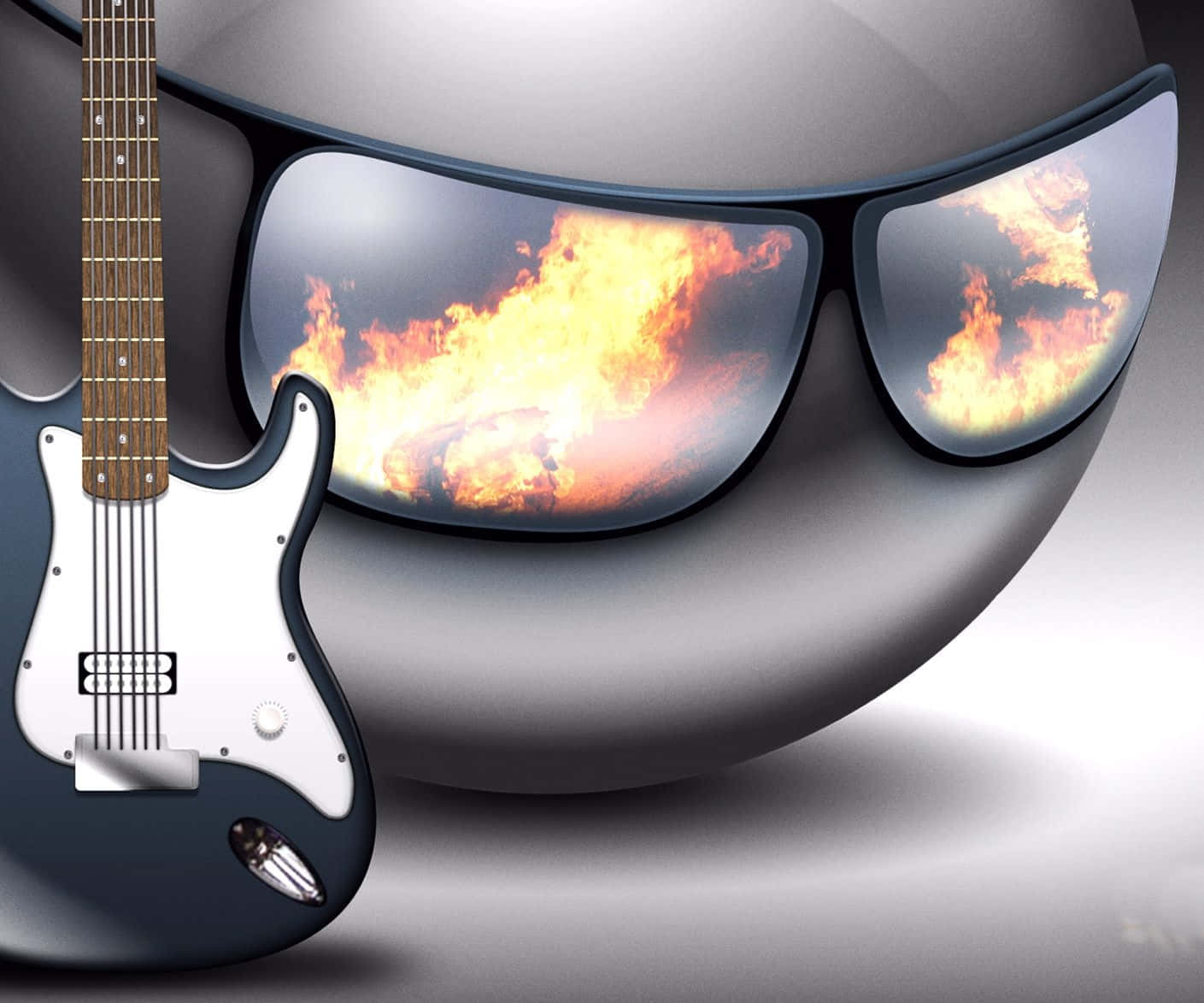 electric guitar, chrome sphere, sunglasses, HD Desktop Wallpaper