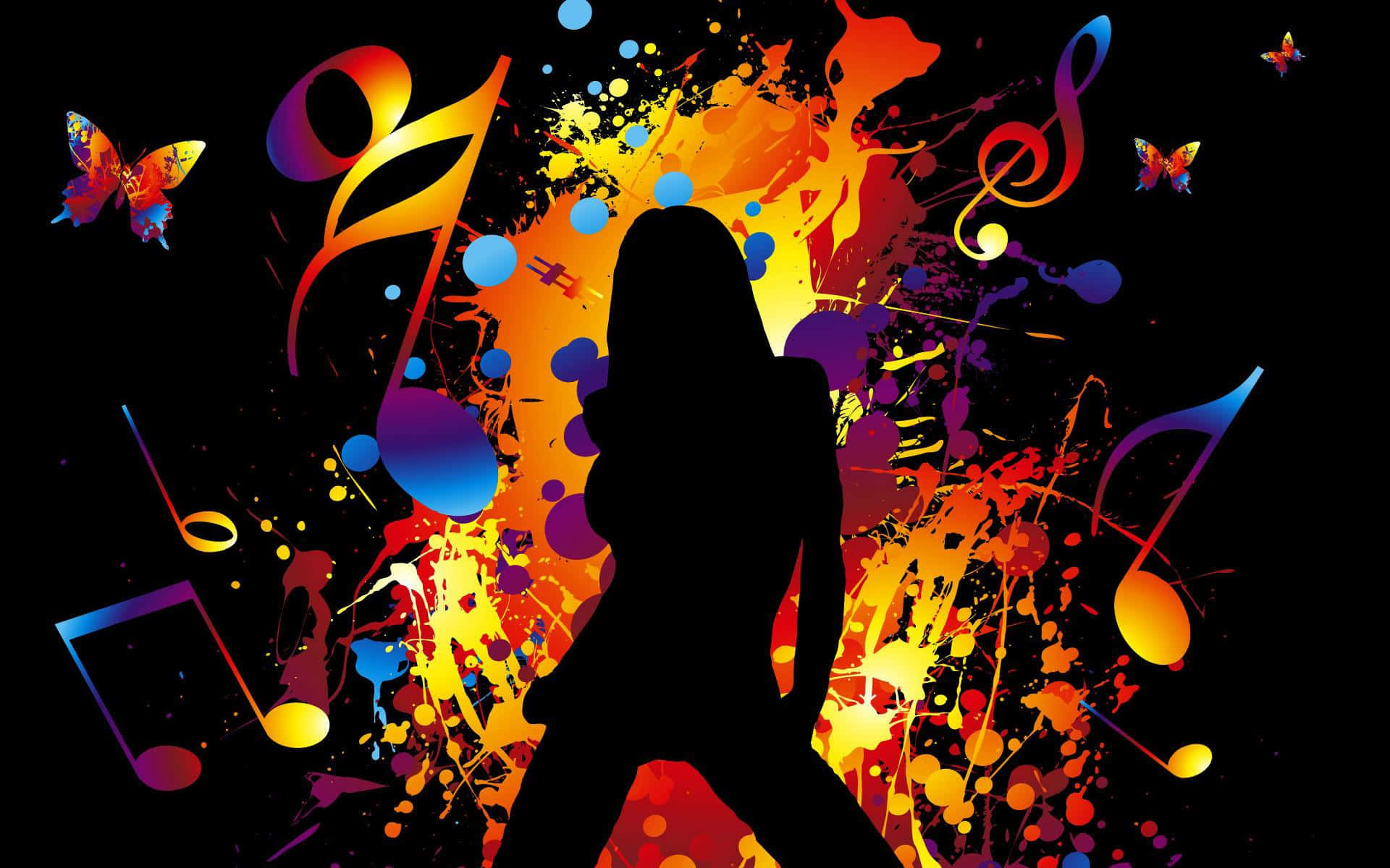 Pop Music, vibrant silhouette, dancer, Full HD Desktop Wallpaper