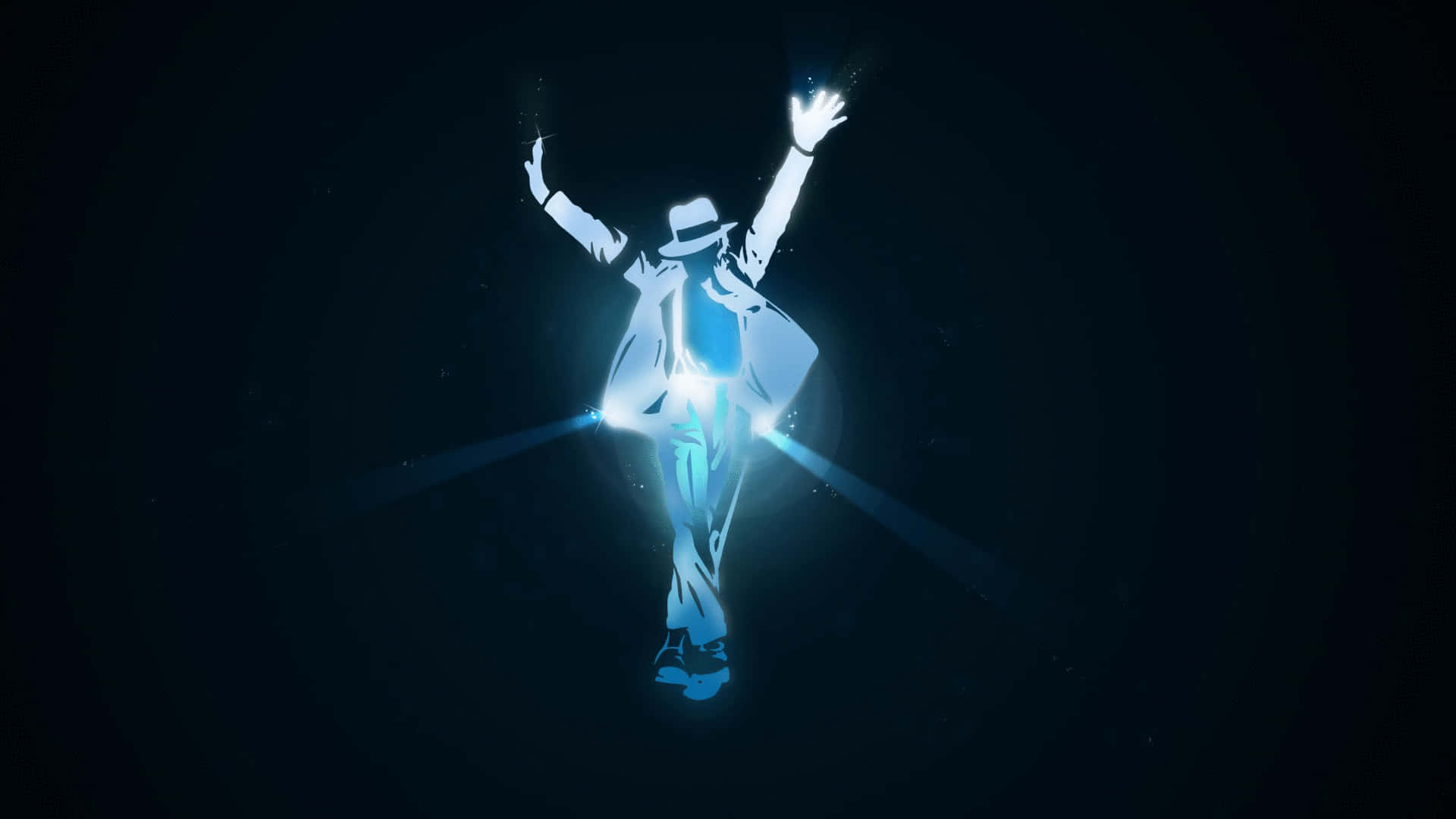 glowing blue silhouette, dancer, fedora, Full HD Desktop Wallpaper