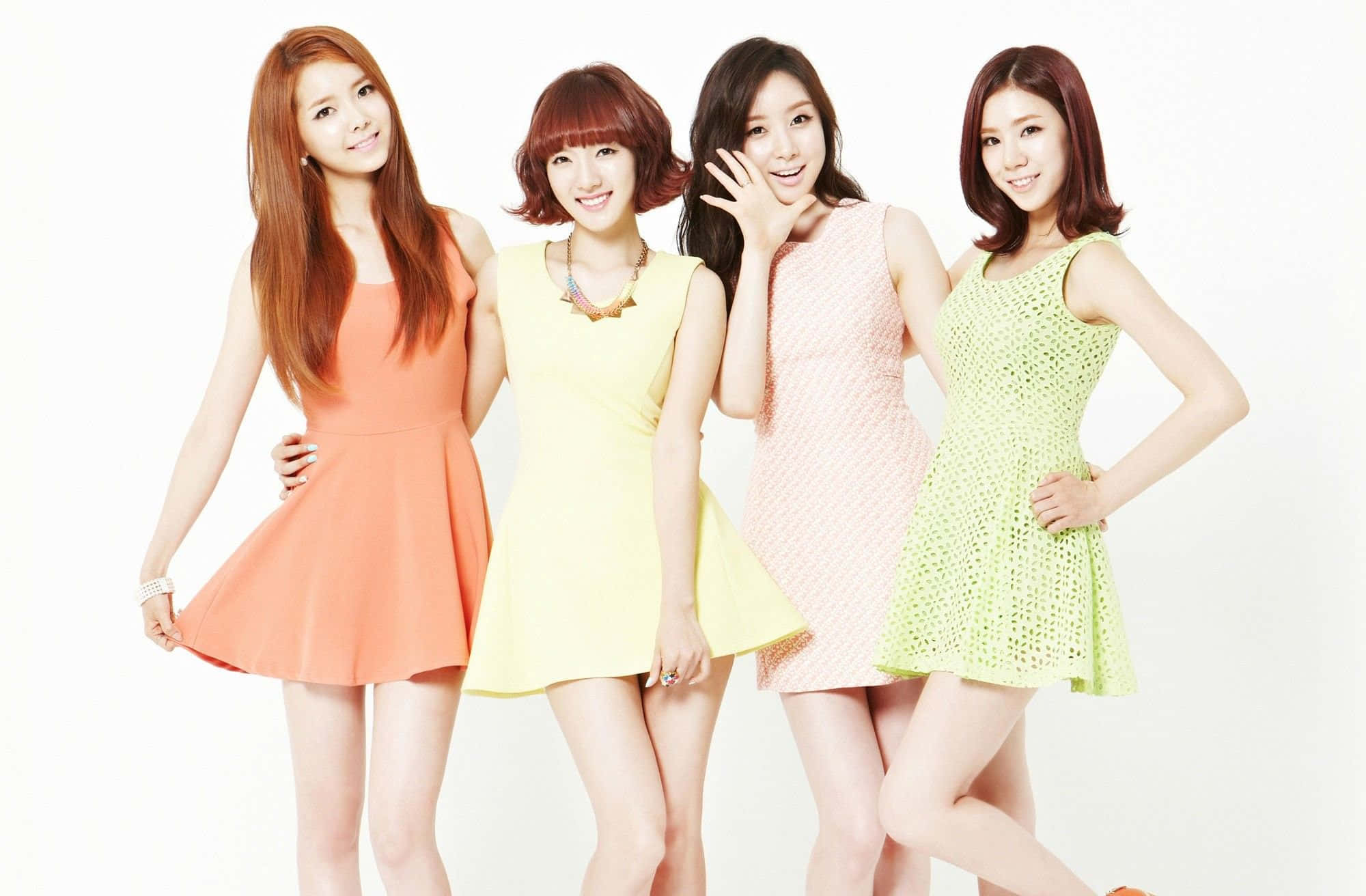 Pop Music, colorful dresses, white background, Full HD Desktop Wallpaper