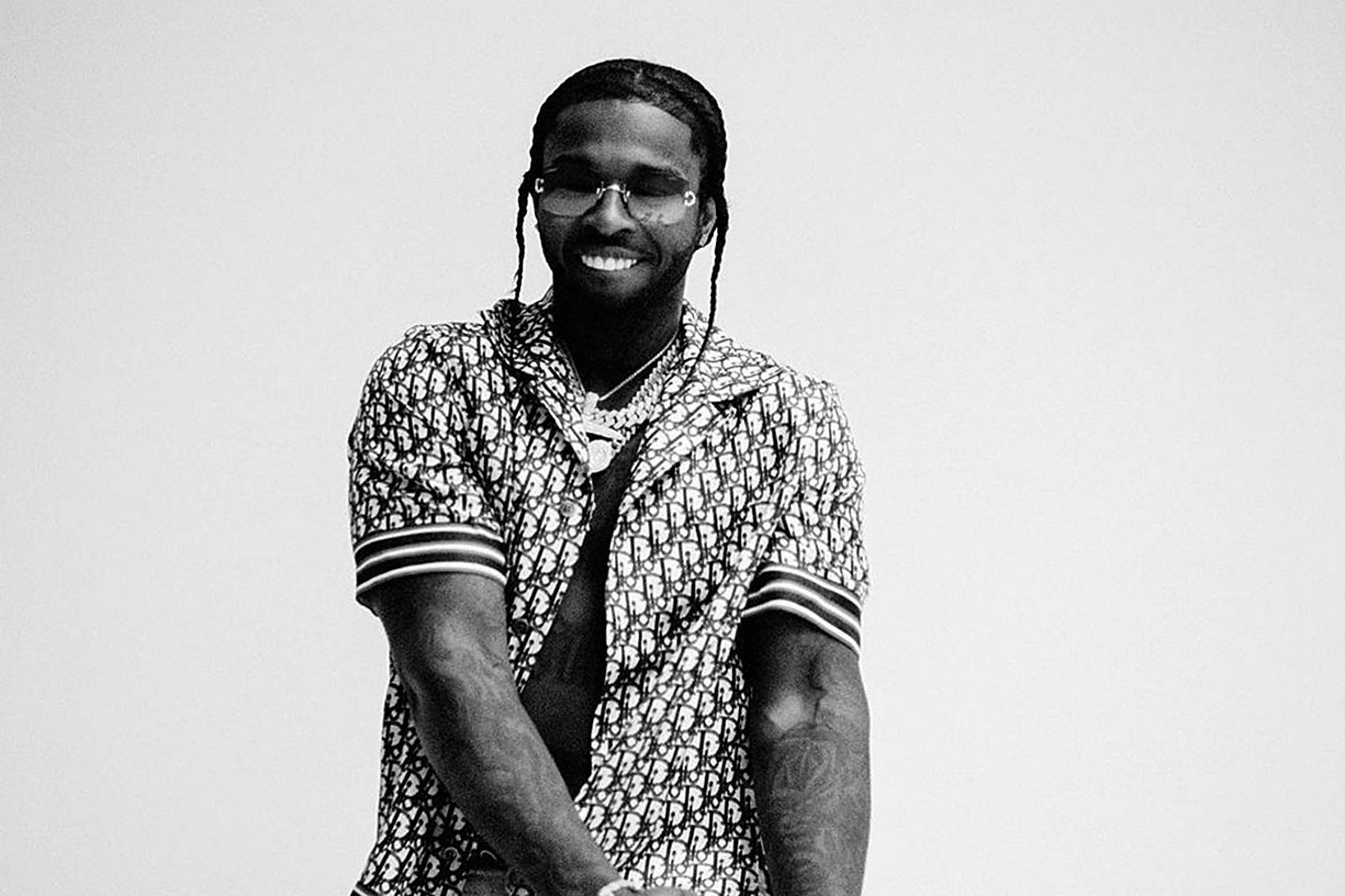 Pop Smoke, monochrome, braids, Full HD Desktop Wallpaper