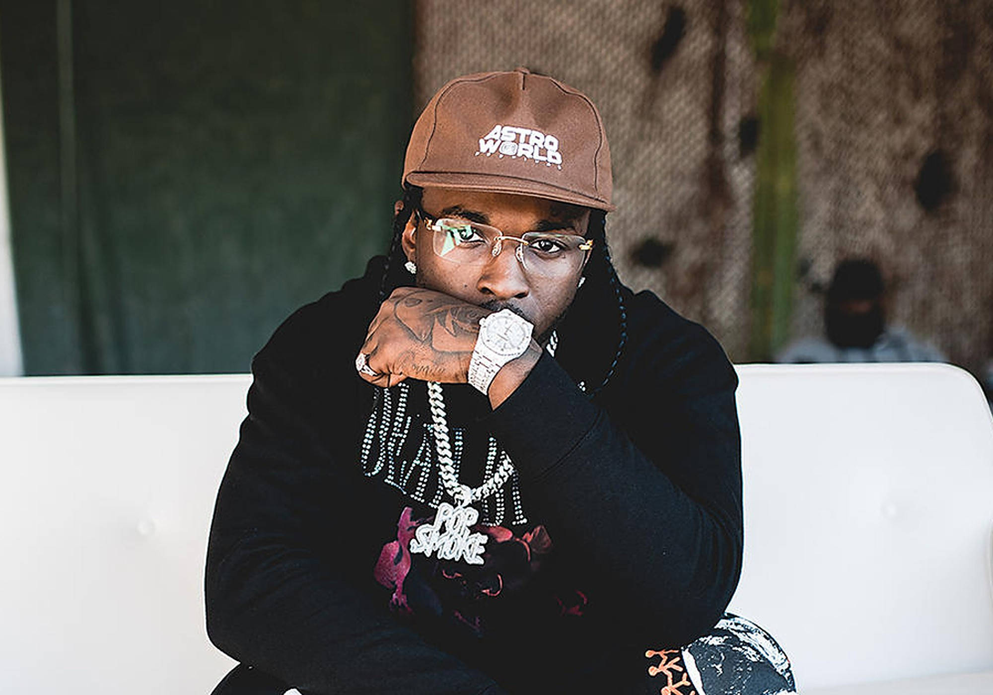 Pop Smoke, brown cap, glasses, Full HD Desktop Wallpaper