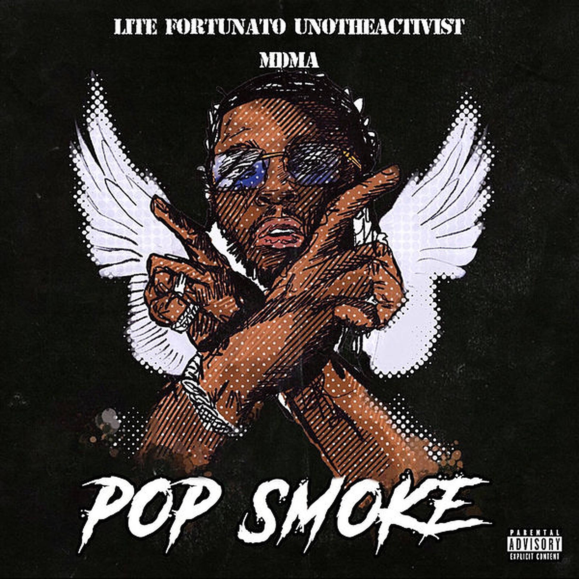 Pop Smoke, angel wings, sunglasses, Full HD Desktop Wallpaper