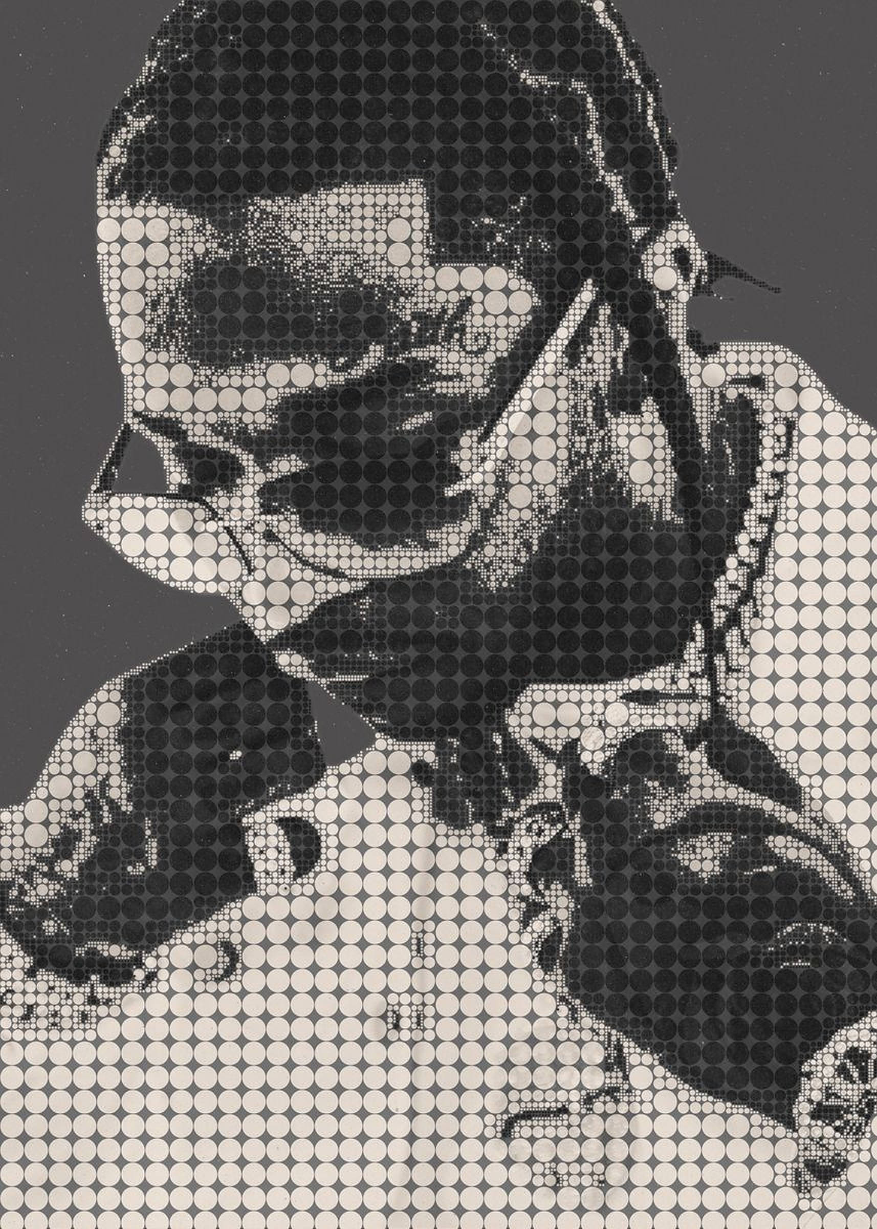 Pop Smoke, dot matrix pattern, grayscale tones, Full HD Phone Wallpaper