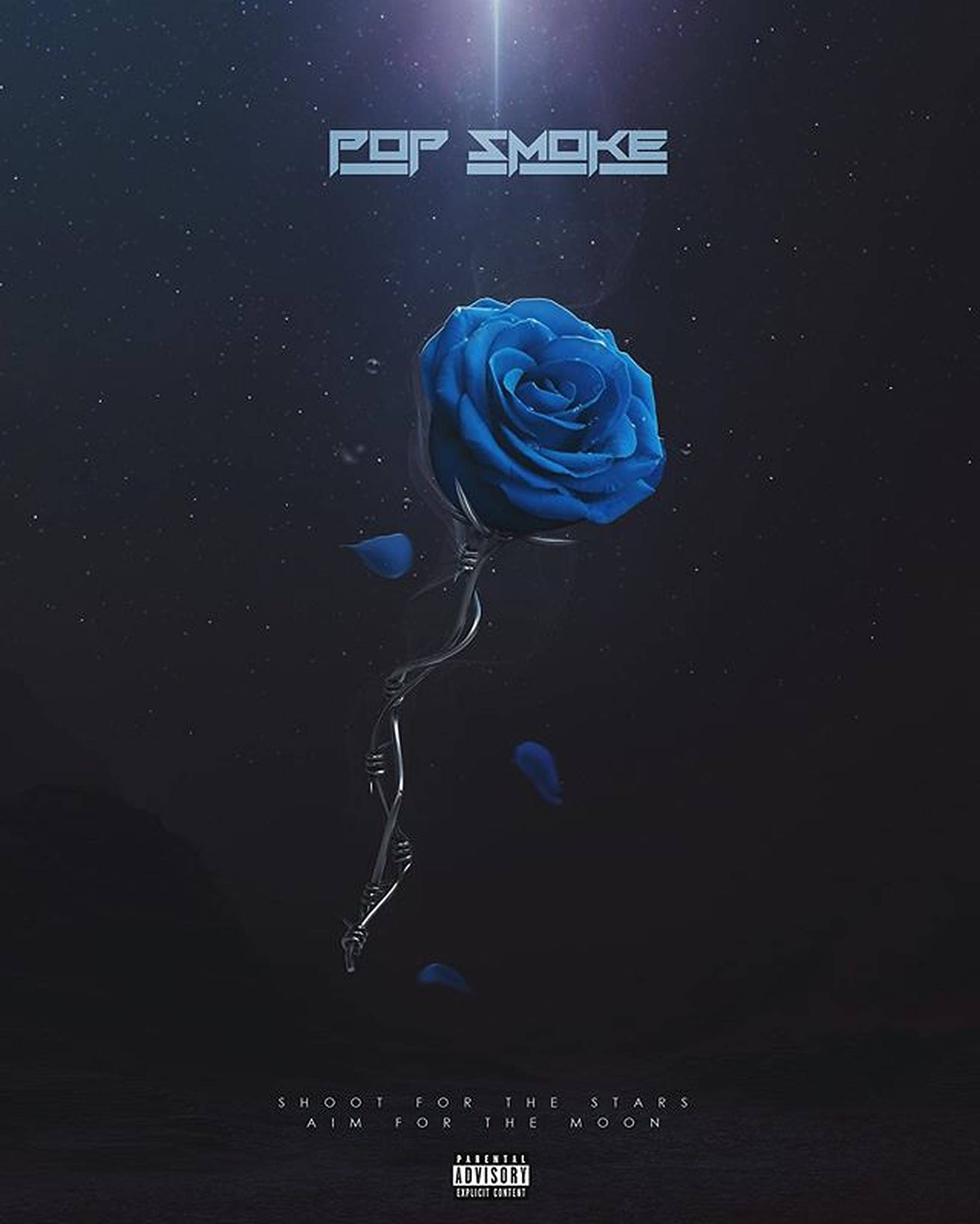 Pop Smoke, blue rose, starry cosmic void, Full HD Phone Wallpaper