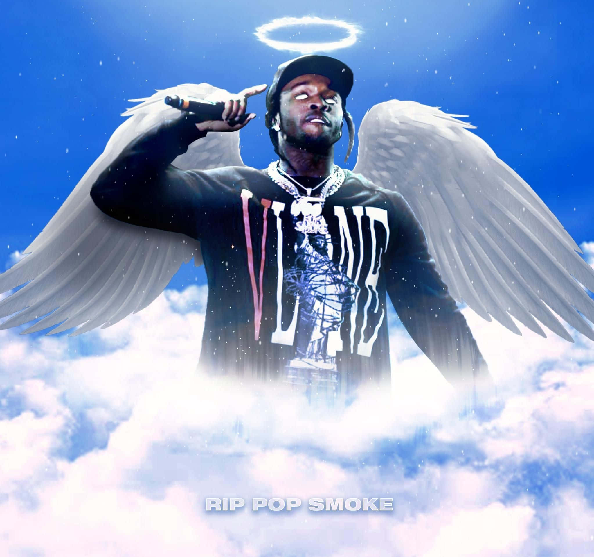 Pop Smoke, angel wings, halo, Full HD Desktop Wallpaper
