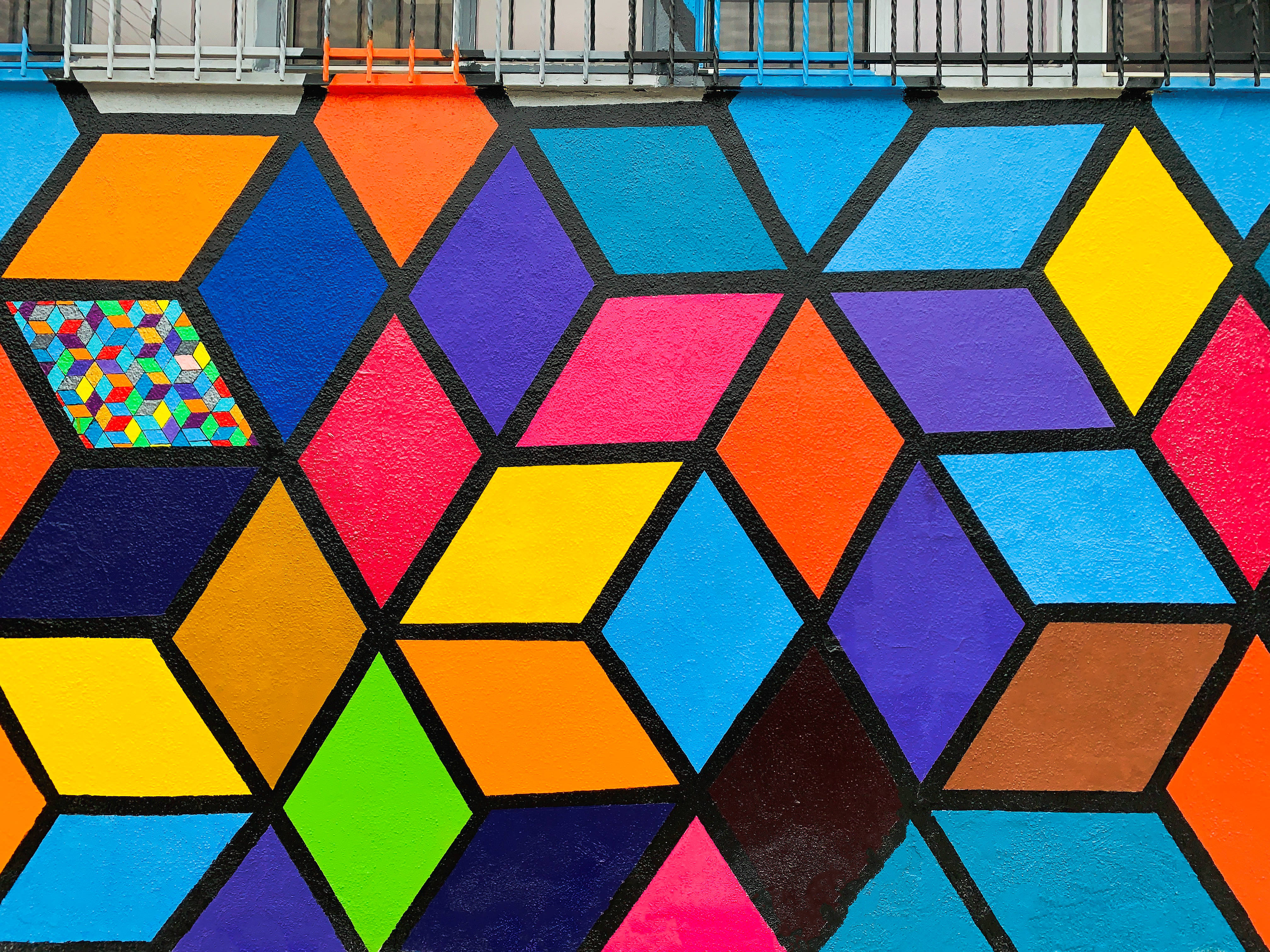 Squares Pop Art, colorful diamonds, bold hues, 4K Desktop Wallpaper