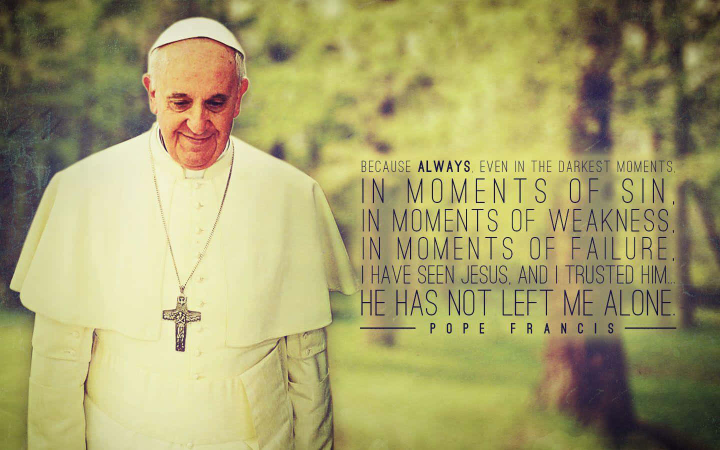 Pope Francis, white robes, soft green outdoor backdrop, HD Desktop Wallpaper
