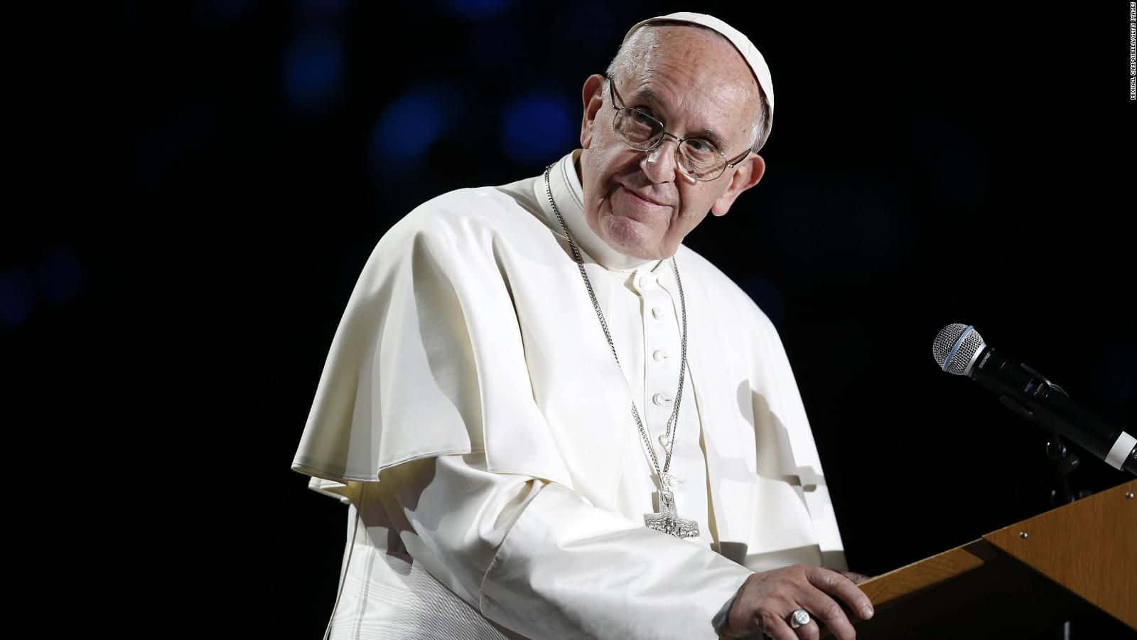 Pope Francis, wooden podium, microphone, HD Desktop Wallpaper