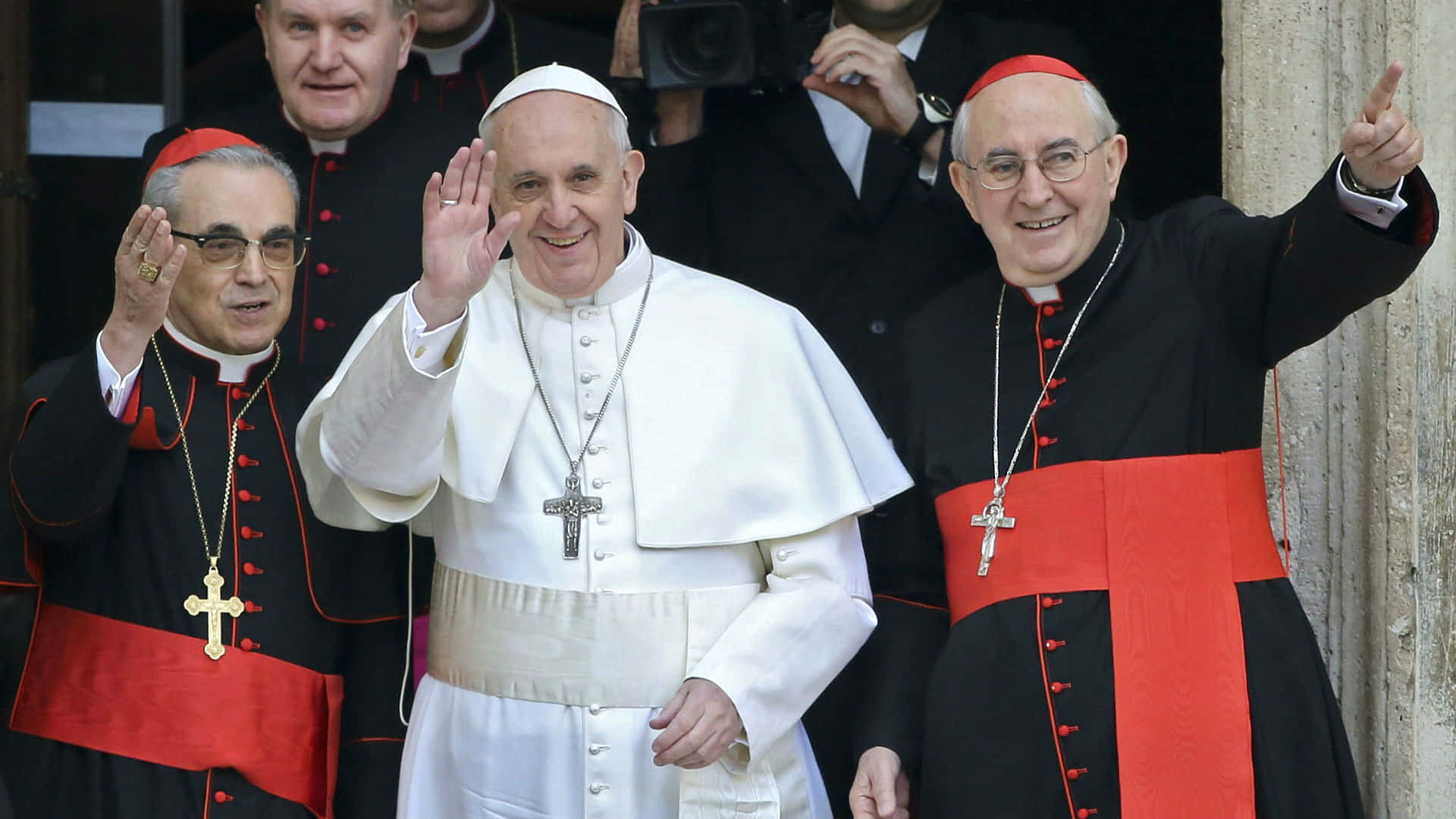 Pope Francis, cardinals, red vestments, Full HD Desktop Wallpaper