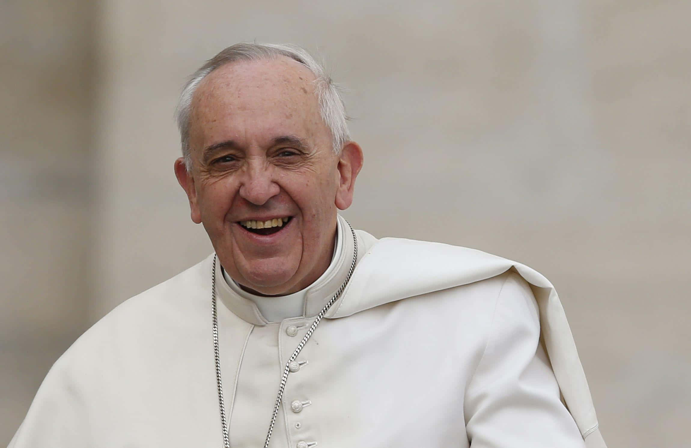 Pope Francis, white papal robes, pectoral cross, Full HD Desktop Wallpaper