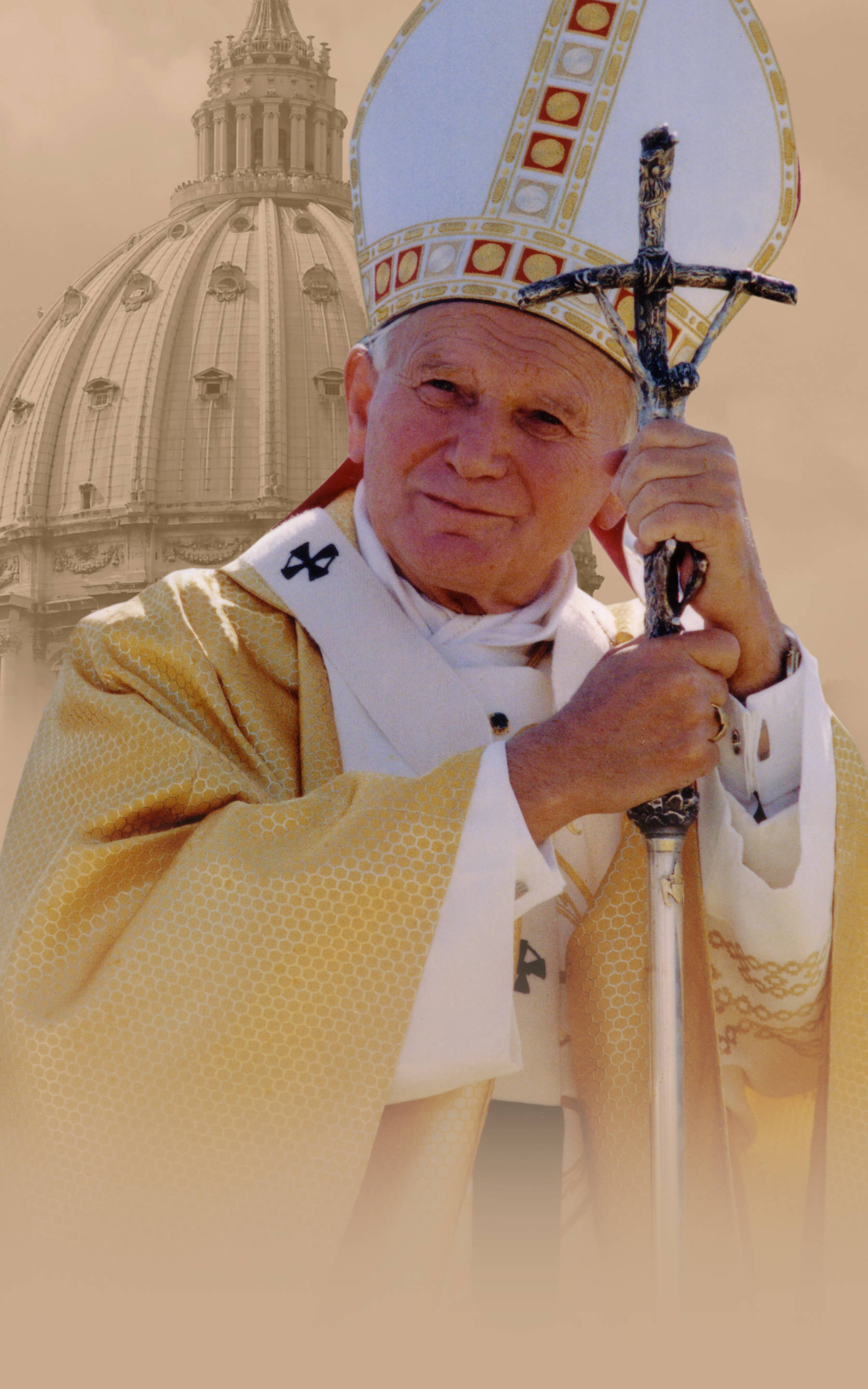 Pope Francis, golden vestments, crozier, 2K Phone Wallpaper