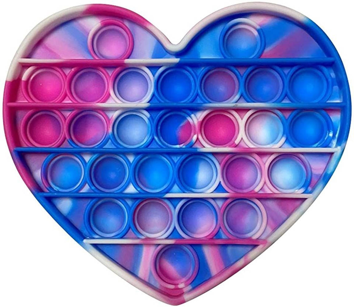 Multicolored Heart Pop It, heart-shaped, pink and blue silicone bubbles, SD Desktop Wallpaper