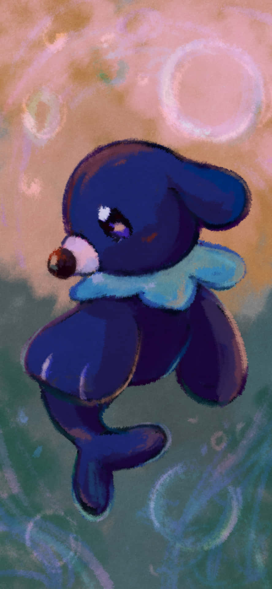 Popplio, blue plush dog, light blue bow, Full HD Phone Wallpaper