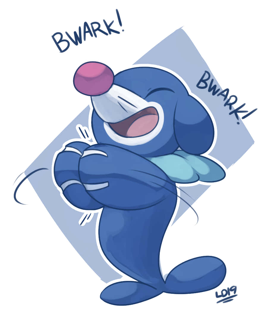Popplio, blue cartoon dog, pink nose, SD Phone Wallpaper