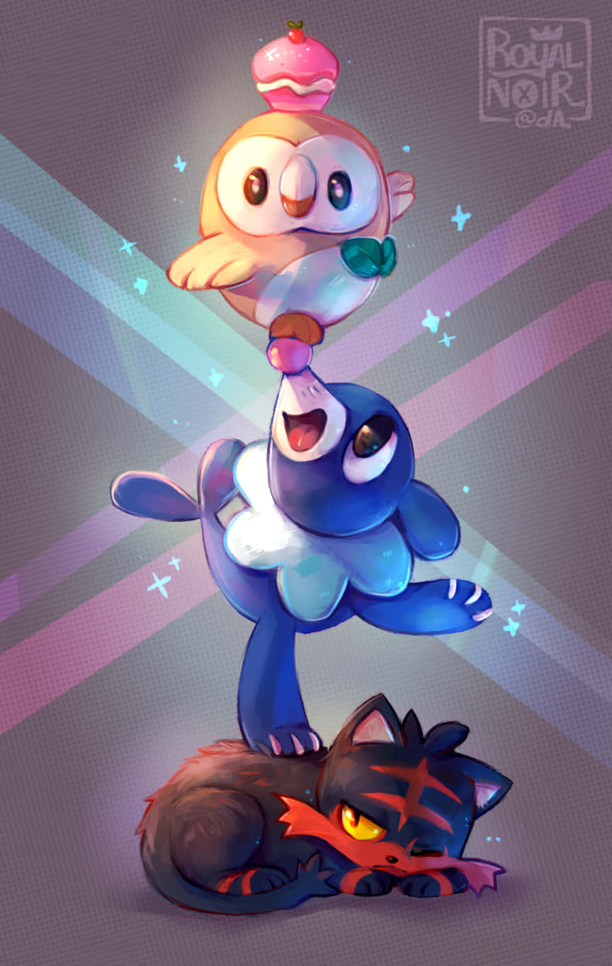 Popplio, blue creature, glowing owl, HD Phone Wallpaper